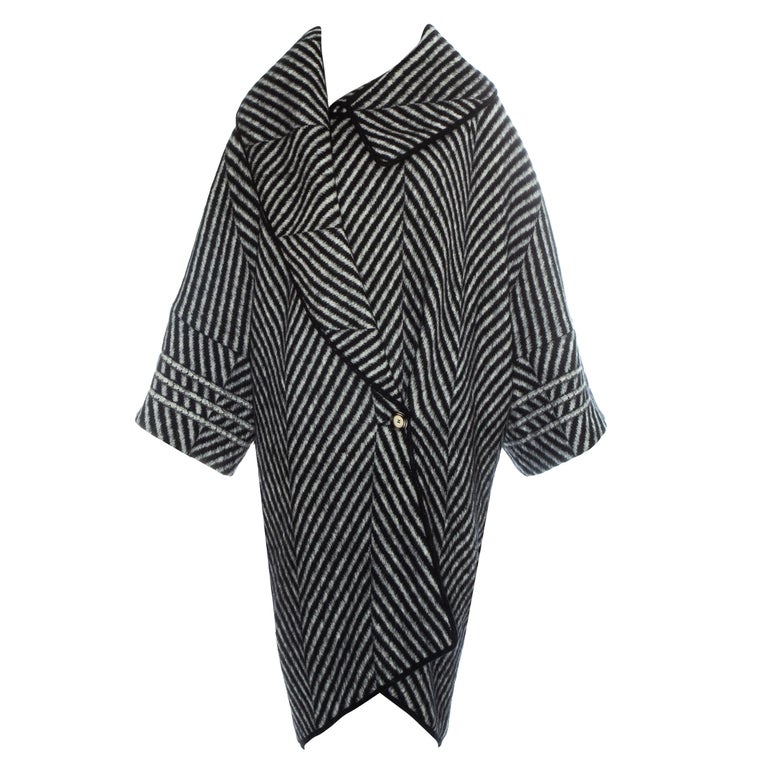 John Galliano striped mohair blanket coat, fw 1999 For Sale at 1stDibs