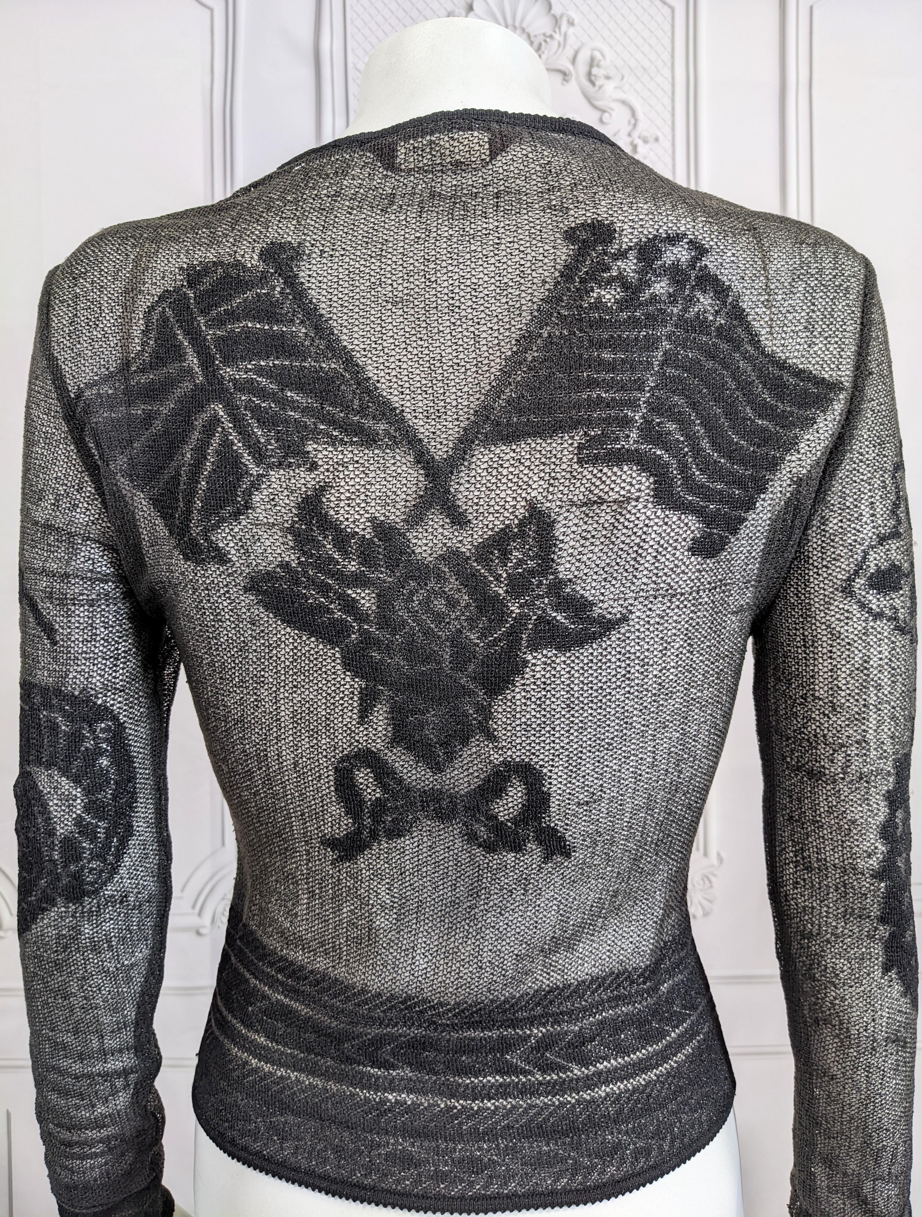 John Galliano Suzie Sphinx Faux Tattoo Pullover, F/W 1997 In Excellent Condition In New York, NY