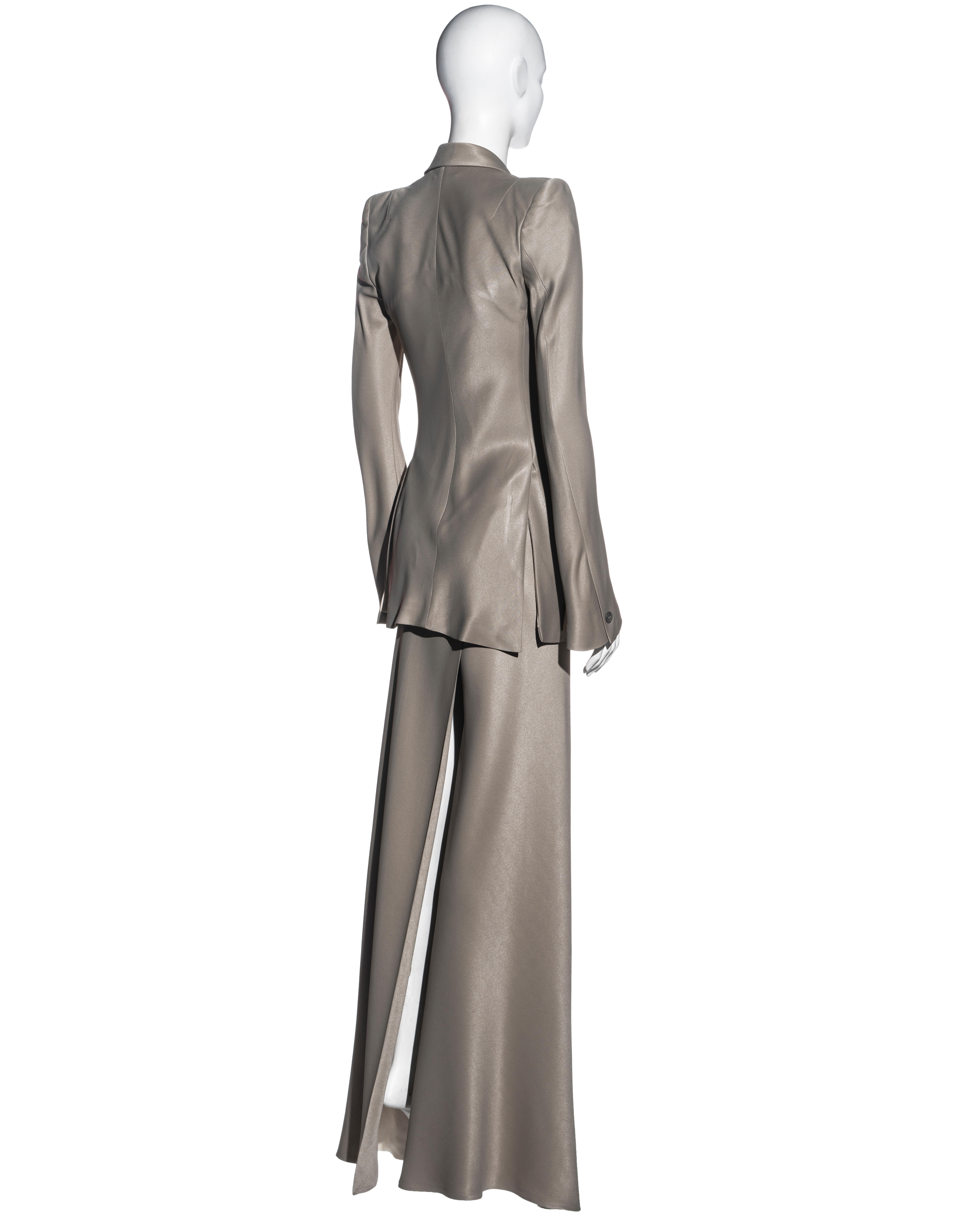 John Galliano giacca blazer in raso color taupe e abito con gonna a portafoglio, ss 1995 4