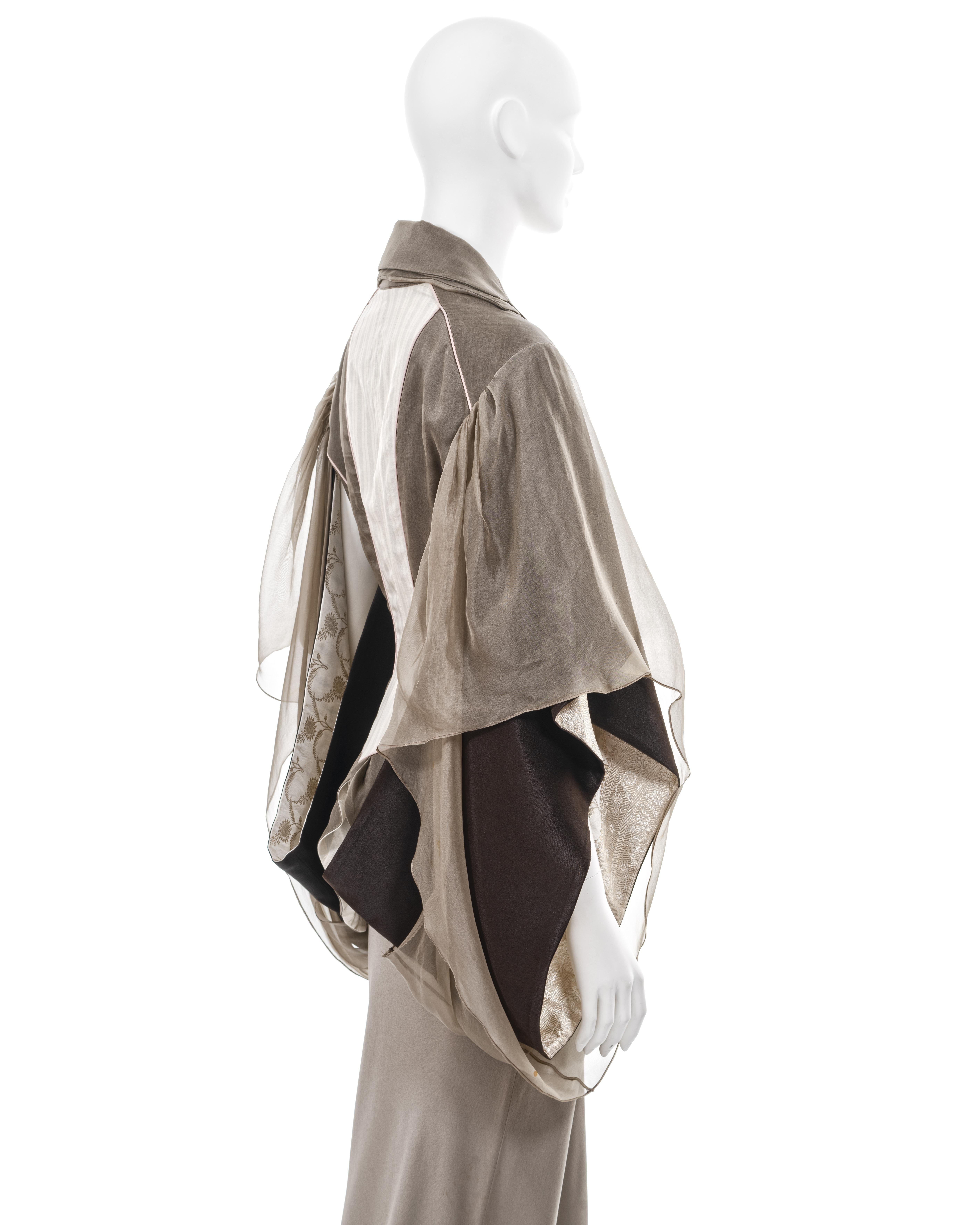 John Galliano taupe silk kimono-sleeve jacket and maxi skirt suit, ss 1995 7