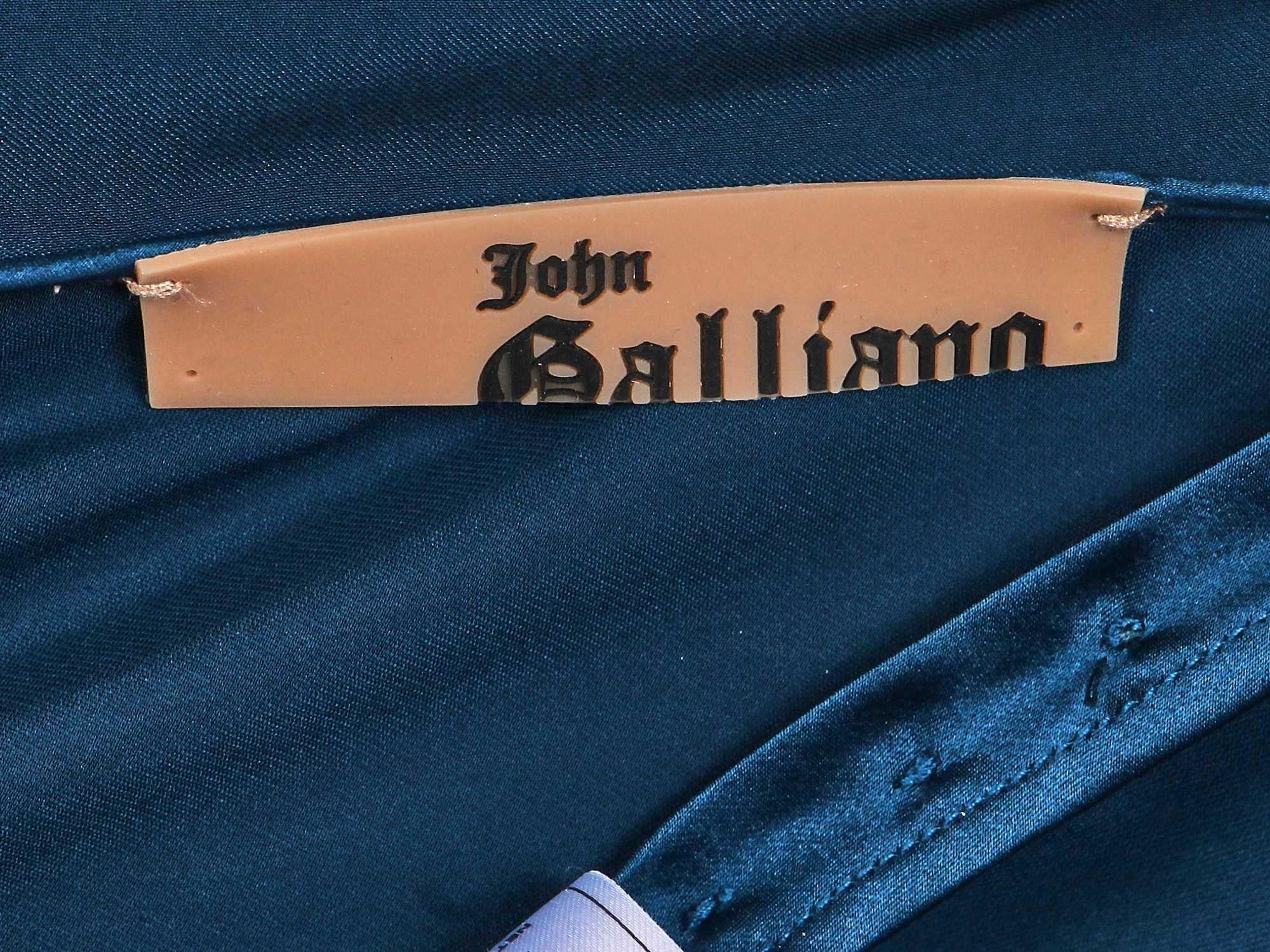 JOHN GALLIANO Robe de soirée en satin sarcelle coupée en biais de la collection A/H 2008 en vente 1
