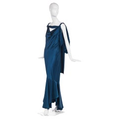 JOHN GALLIANO Teal Bias Cut Satin Evening Gown From The A/W 2008 Collection