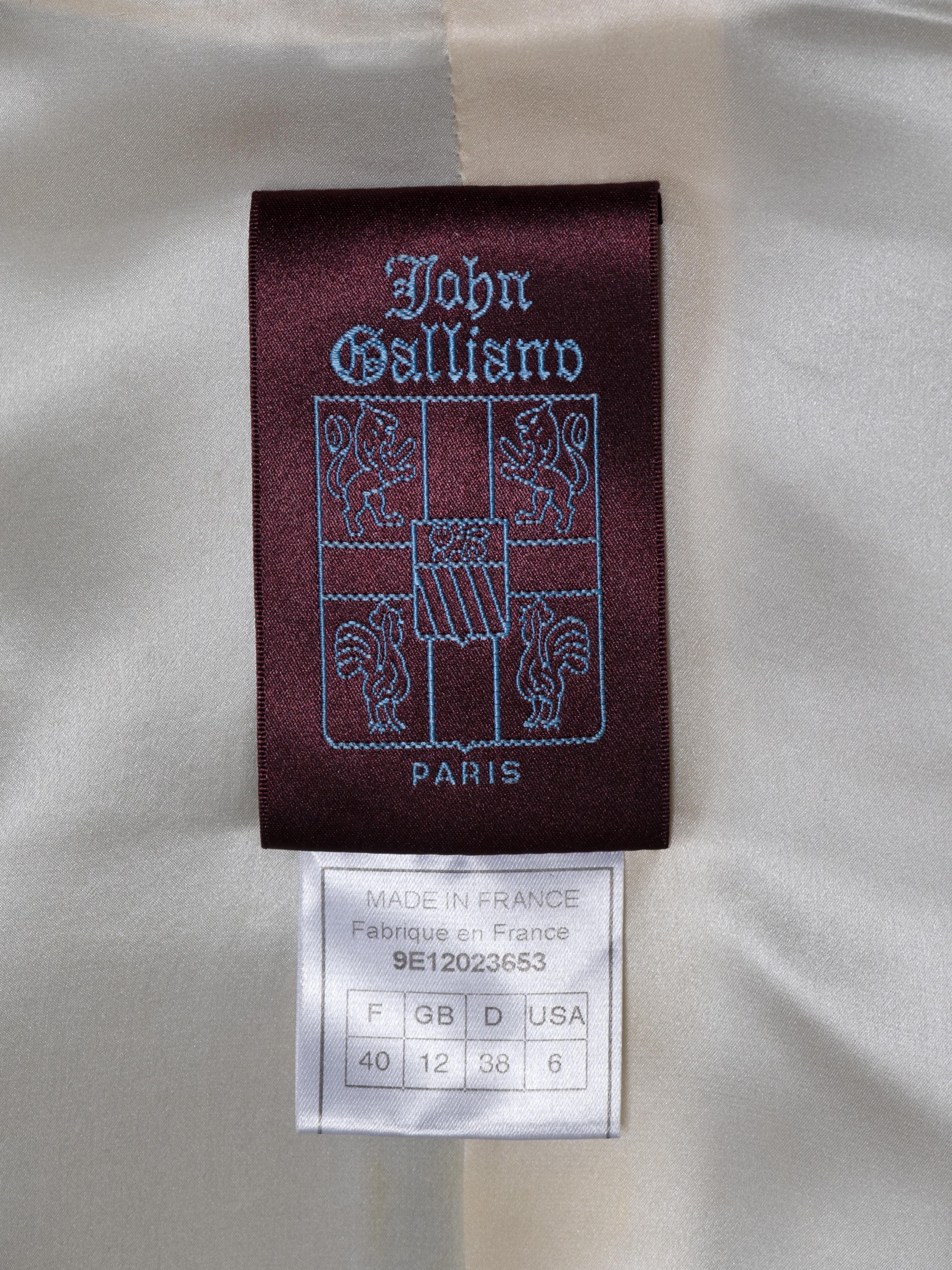 John Galliano - Blazer drappeggiato in lino verde acqua e abito con gonna - SS 1999 in vendita 5