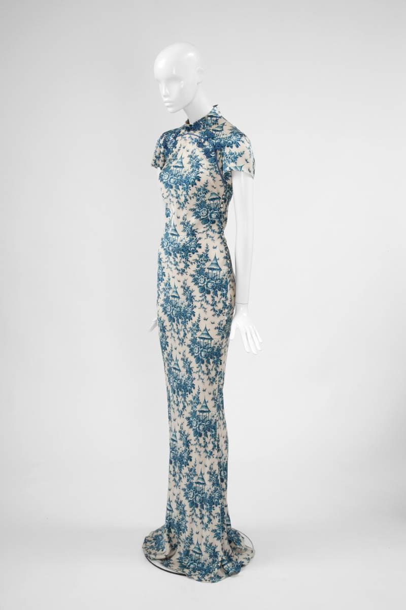 John Galliano “Toile de Jouy” Bias Cut Gown and Stole  4