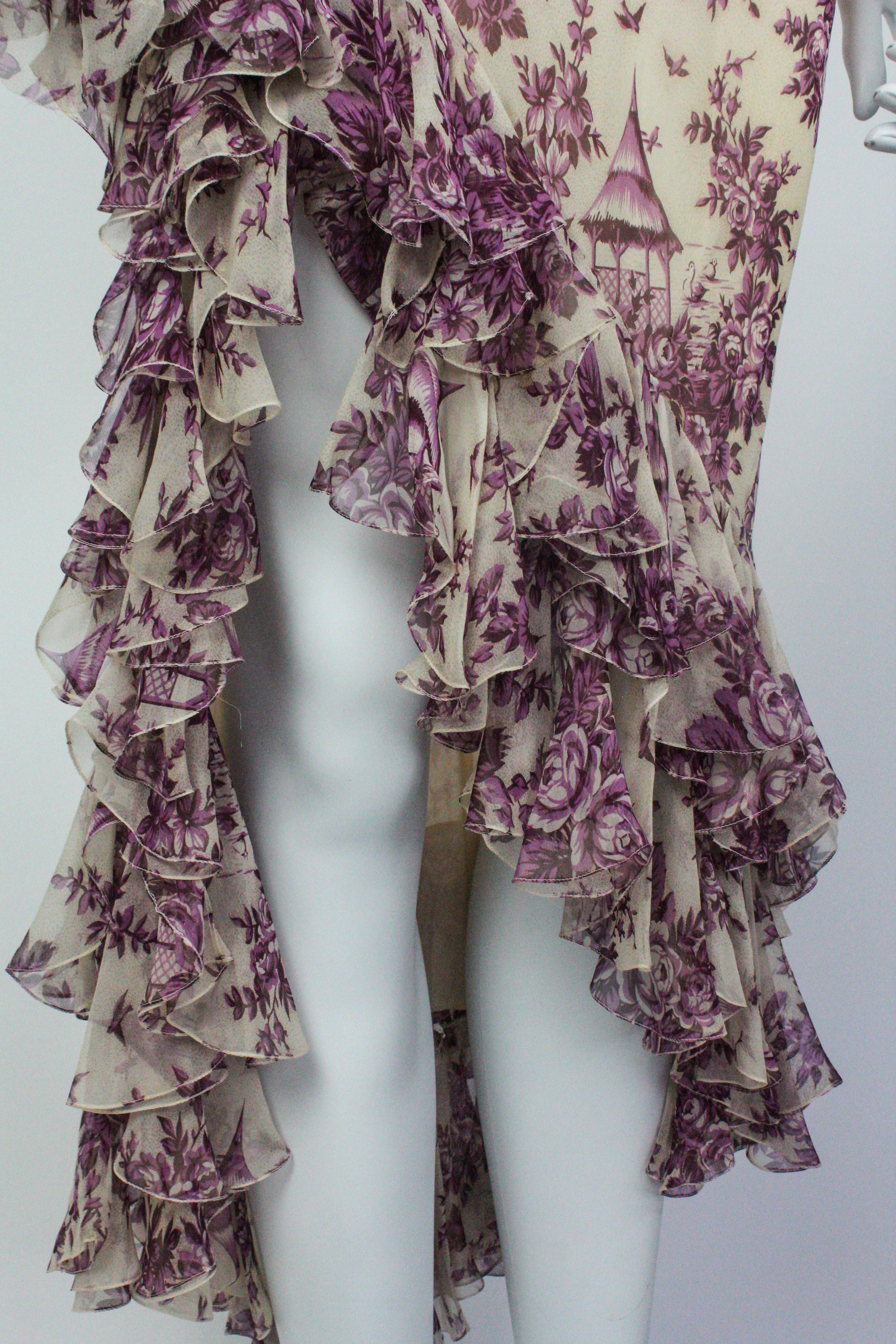 Women's John Galliano Toile de Jouy Silk Dress F/W 2003