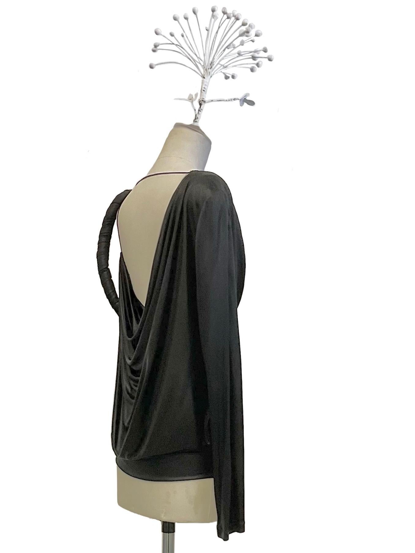 JOHN GALLIANO - Top asymétrique 'Moscow' en jersey noir fluide  SS 2007 Pour femmes en vente