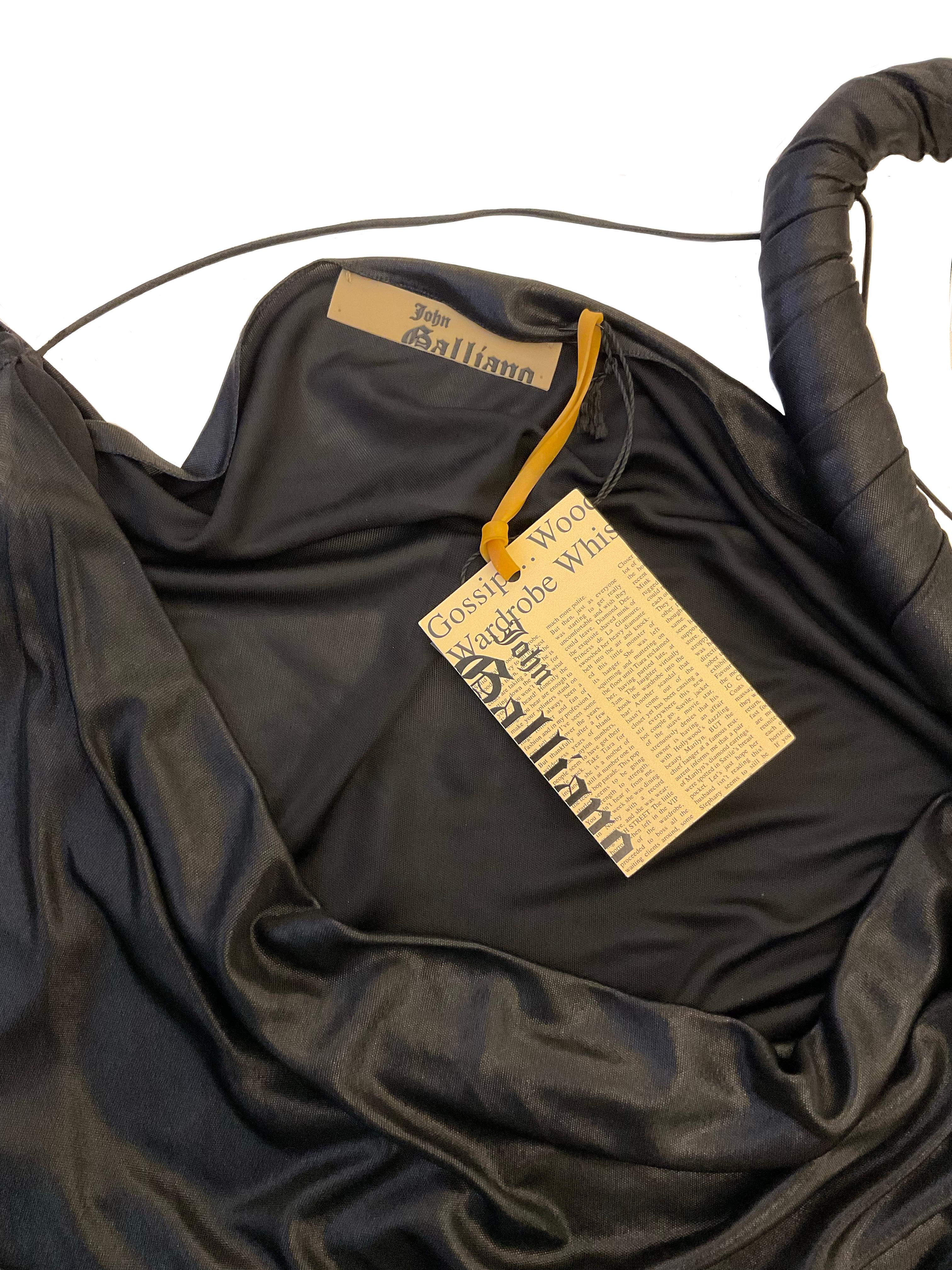 JOHN GALLIANO - Top asymétrique 'Moscow' en jersey noir fluide  SS 2007 en vente 1