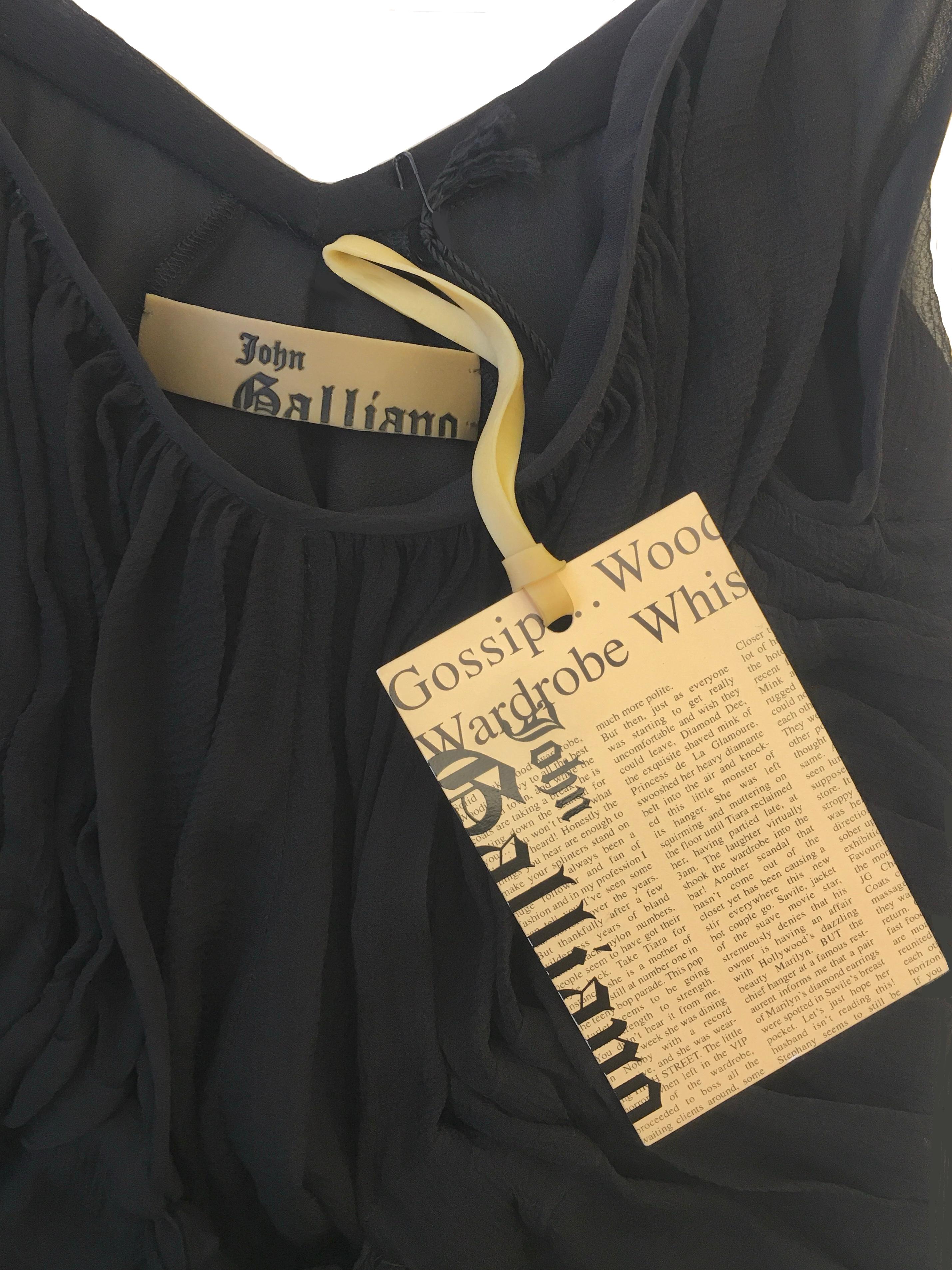 JOHN GALLIANO Black silk chiffon lingerie top from the FW 2008 season For Sale 1