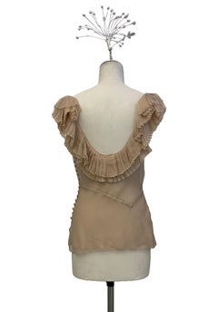 JOHN GALLIANO "Nijinska" top in flesh pink silk chiffon crepon FW 2008