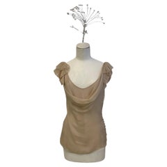 Vintage JOHN GALLIANO "Nijinska" top in flesh pink silk chiffon crepon FW 2008