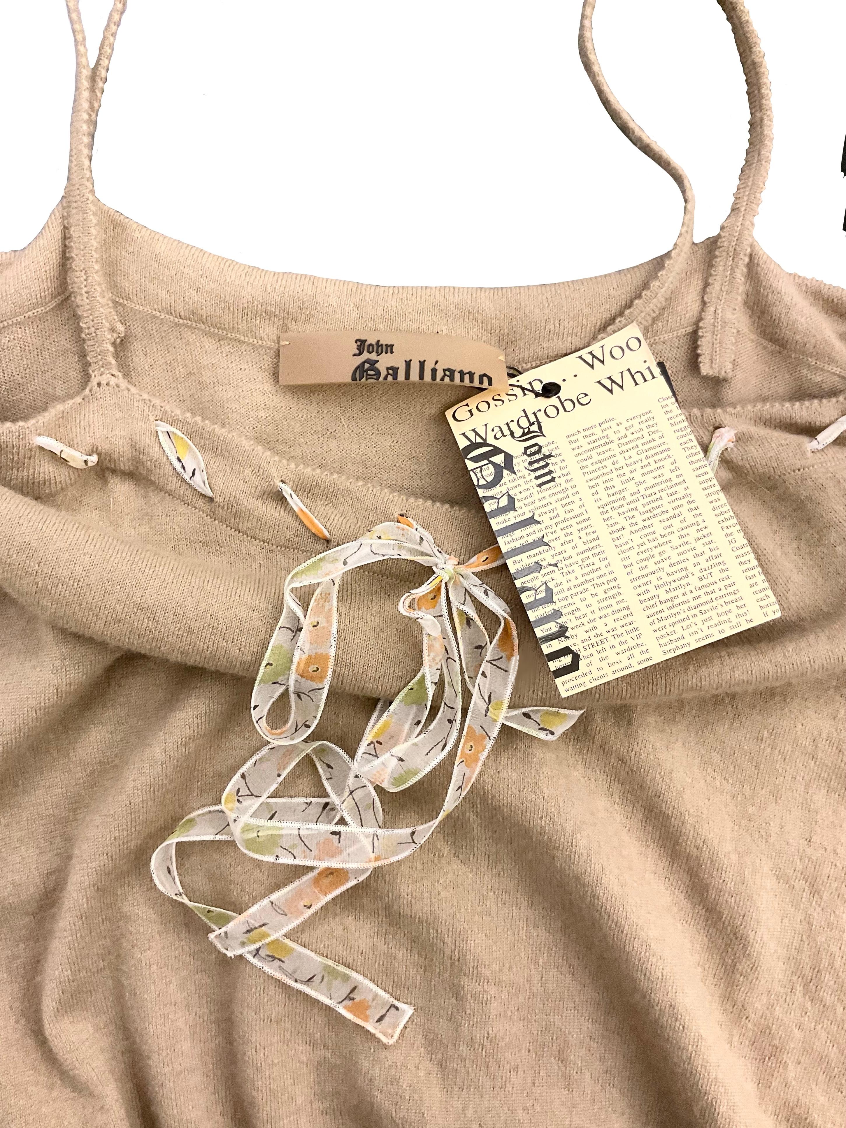 JOHN GALLIANO Top tricoté beige en laine - angora de la FW 2005 Pour femmes en vente