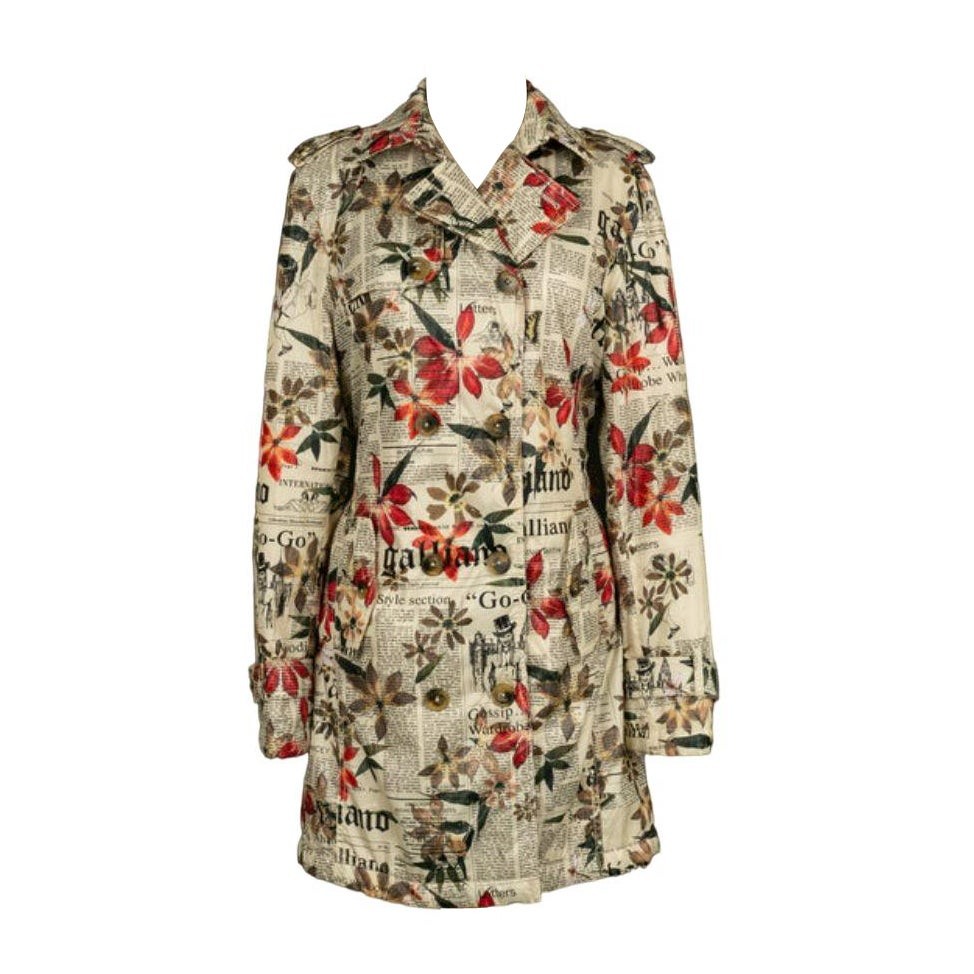 John Galliano Trench Newspaper Print Coat