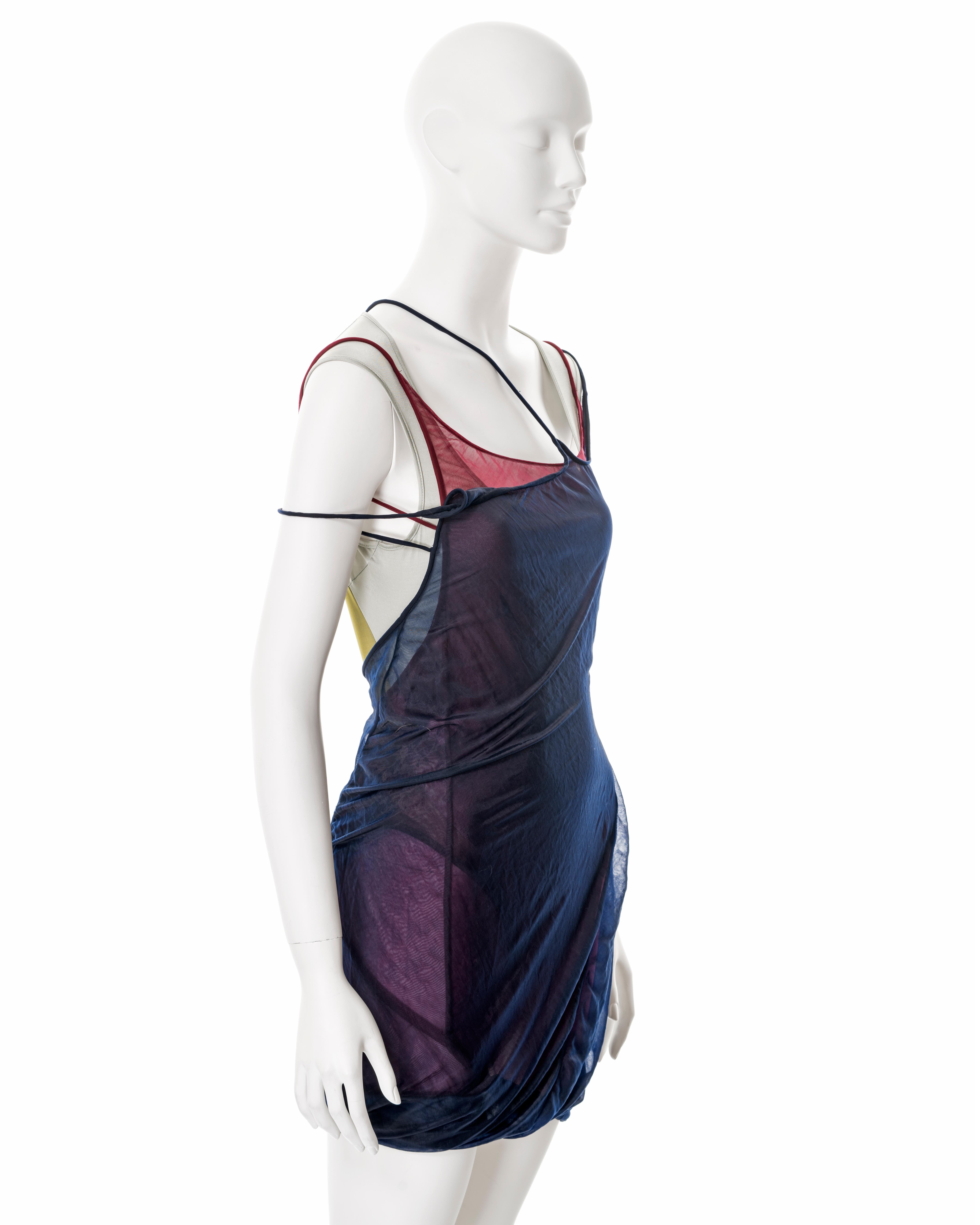 John Galliano tri-colour multi-layered slip dress and bodysuit, ss 1991 For Sale 6