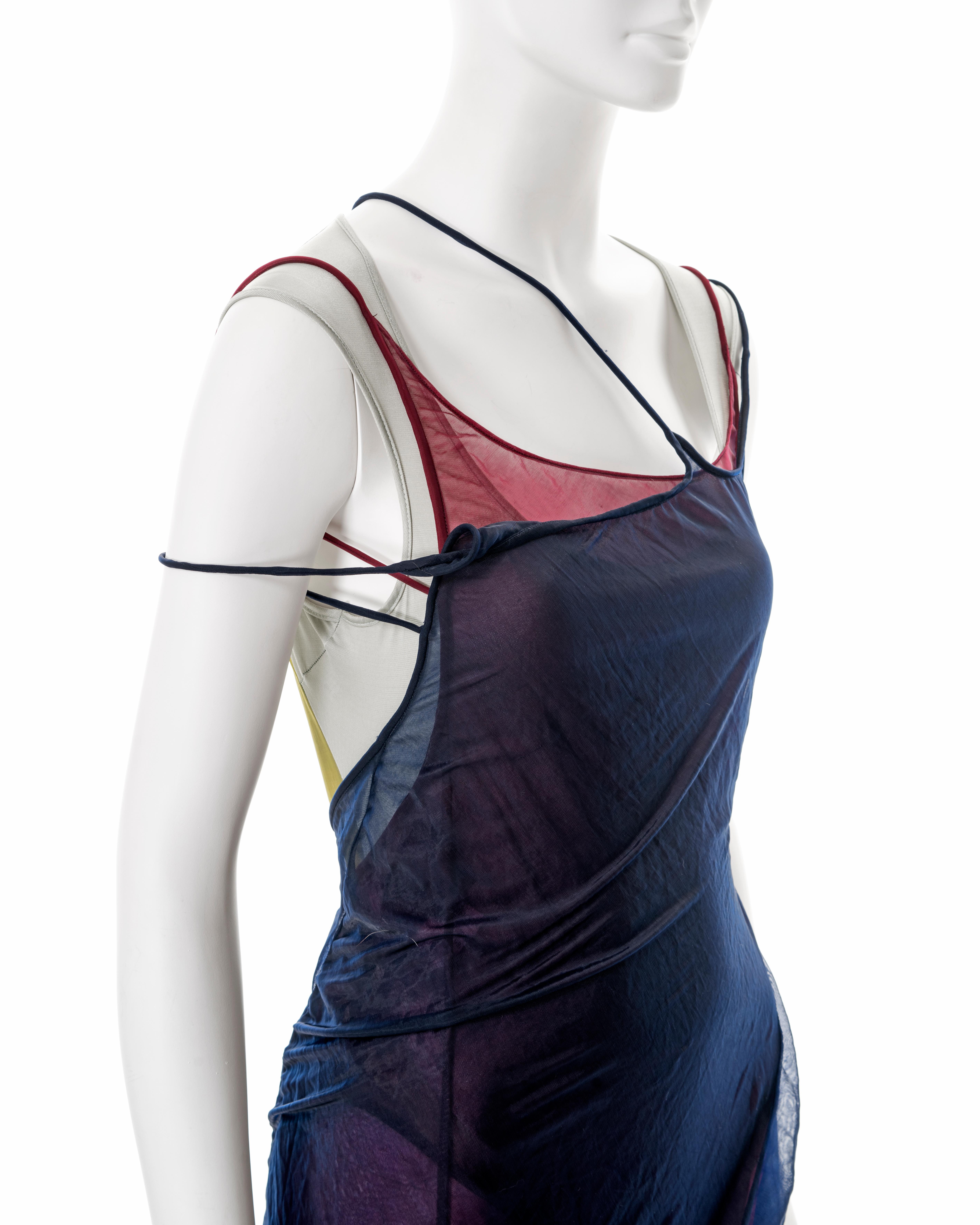 John Galliano tri-colour multi-layered slip dress and bodysuit, ss 1991 For Sale 7