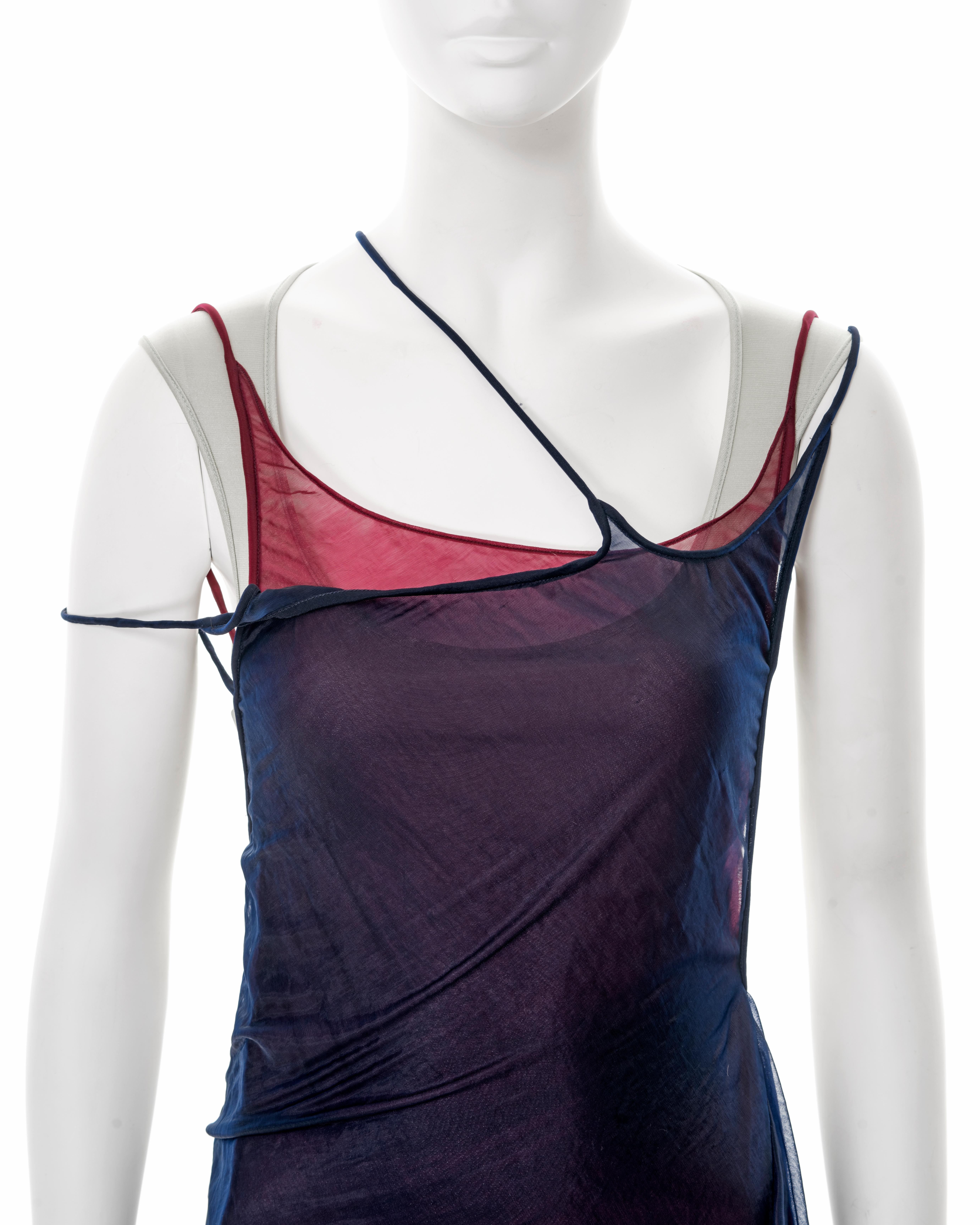 John Galliano tri-colour multi-layered slip dress and bodysuit, ss 1991 In Good Condition For Sale In London, GB