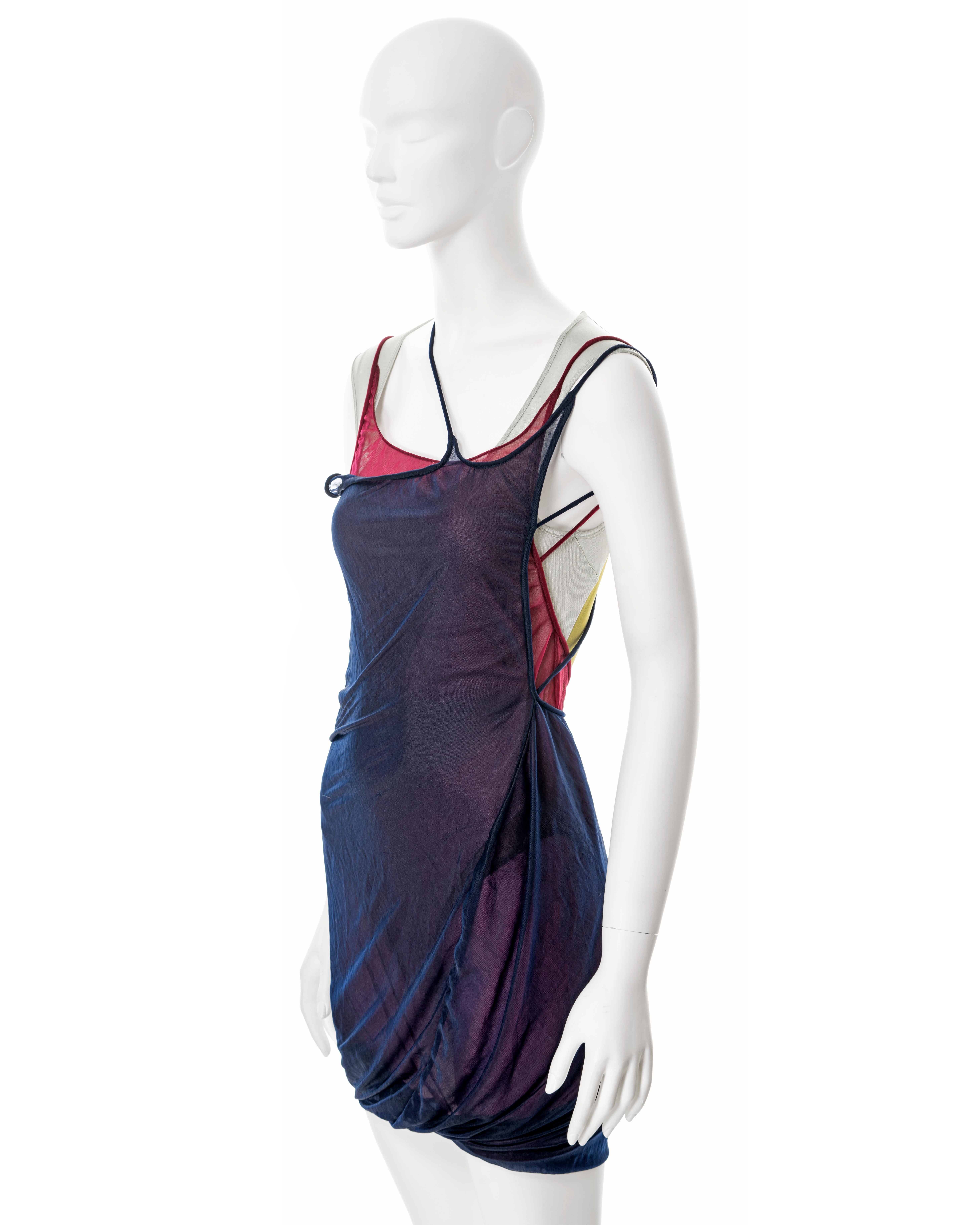 Women's John Galliano tri-colour multi-layered slip dress and bodysuit, ss 1991 For Sale