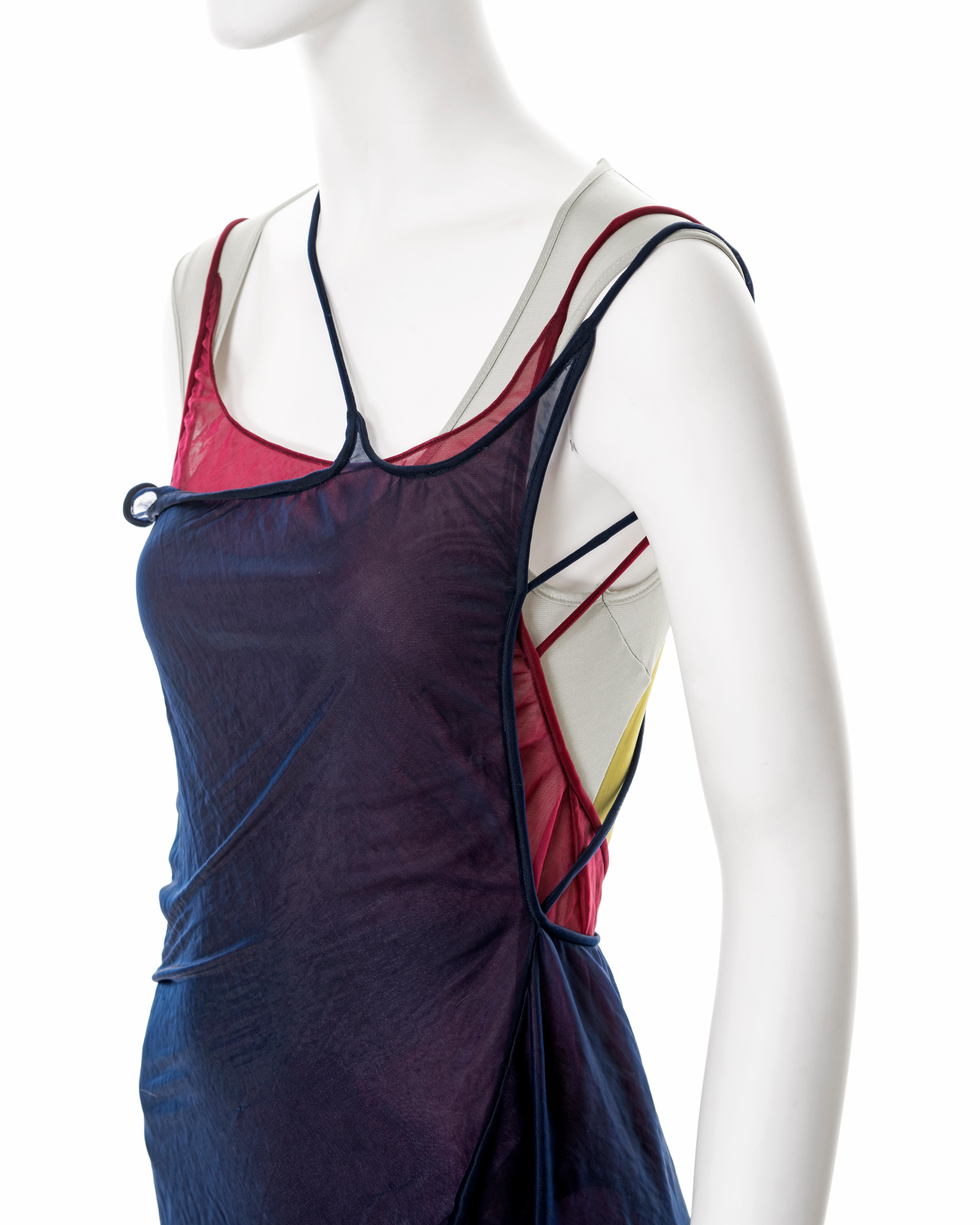 John Galliano tri-colour multi-layered slip dress and bodysuit, ss 1991 For Sale 1