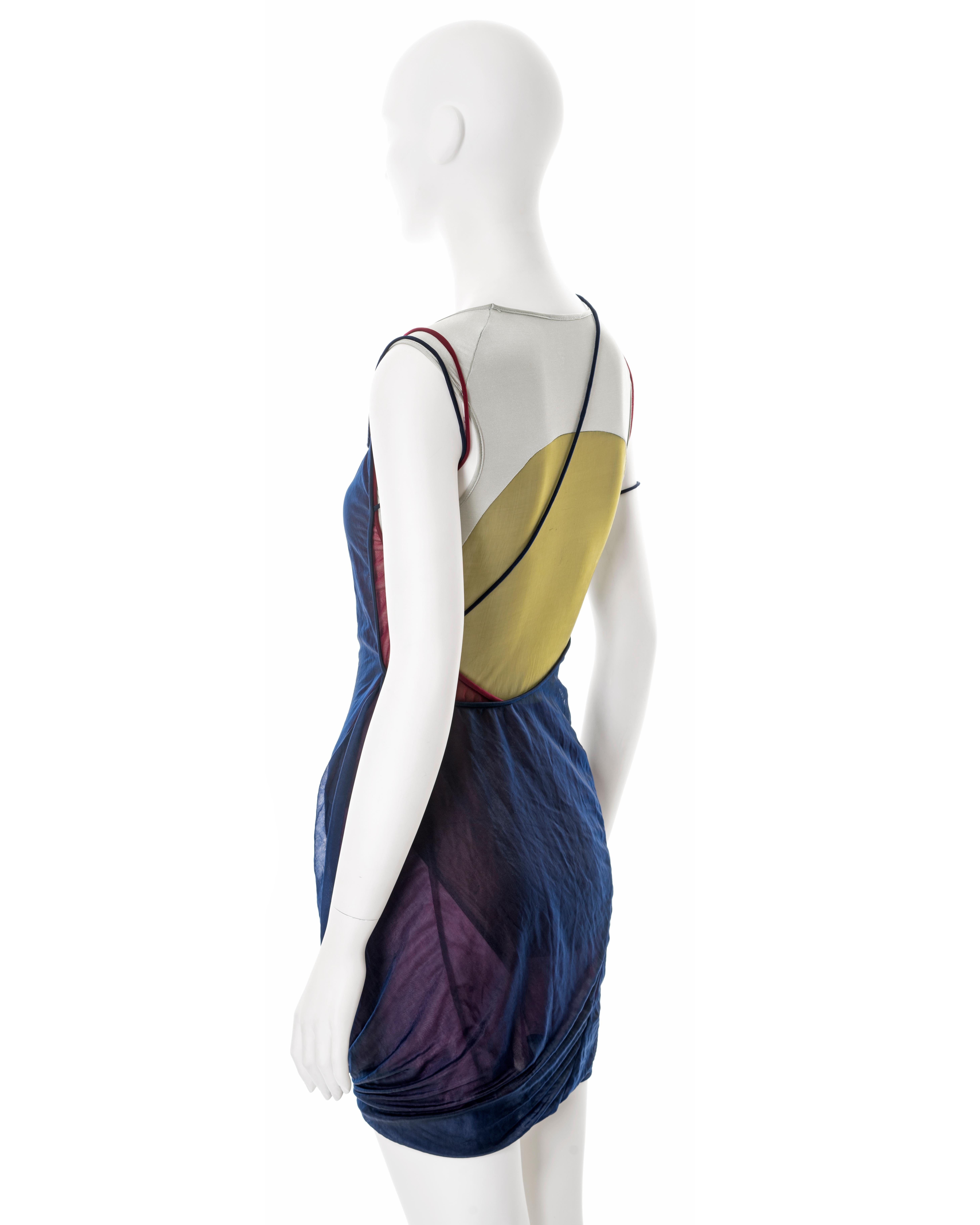 John Galliano tri-colour multi-layered slip dress and bodysuit, ss 1991 For Sale 2