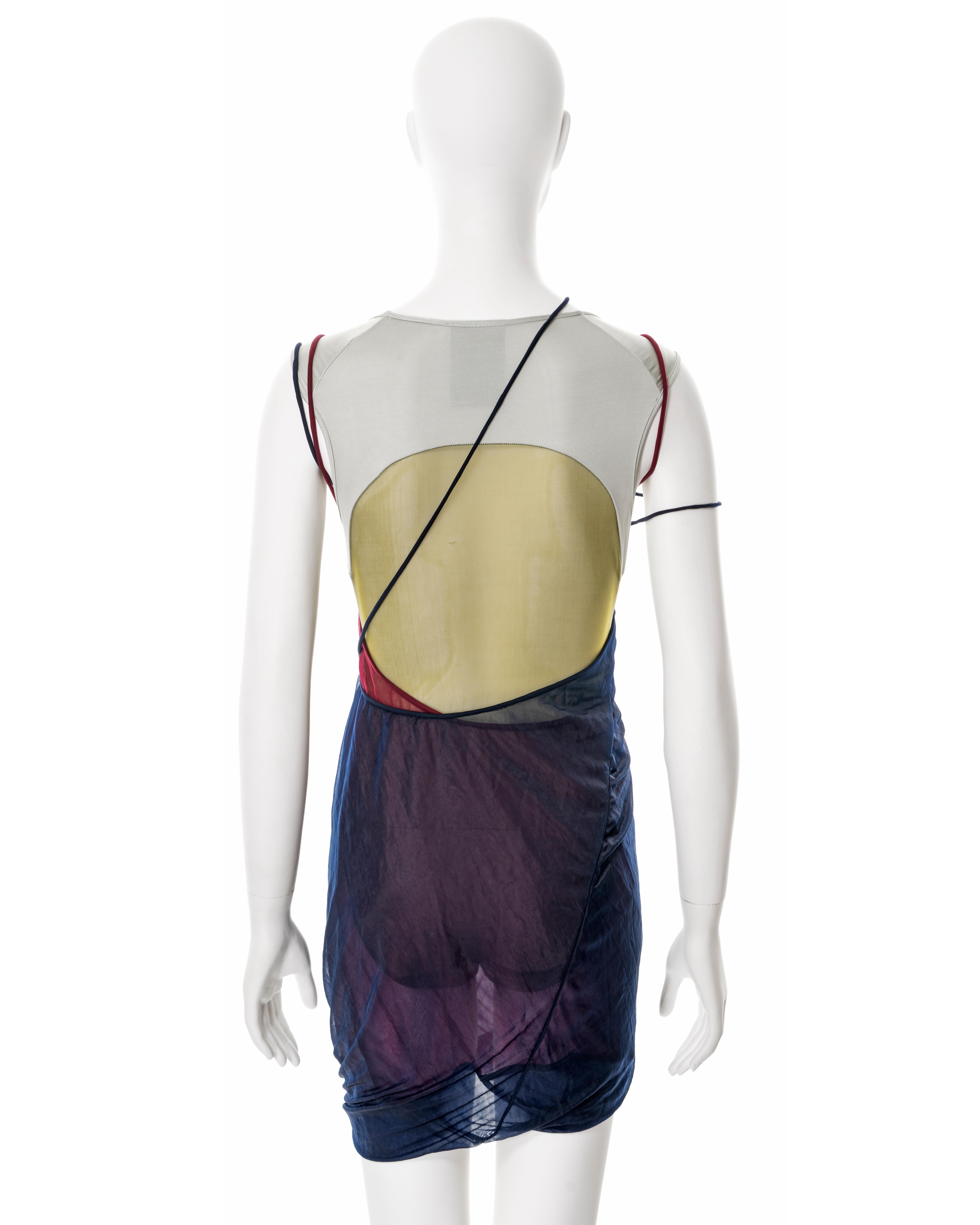 John Galliano tri-colour multi-layered slip dress and bodysuit, ss 1991 For Sale 3