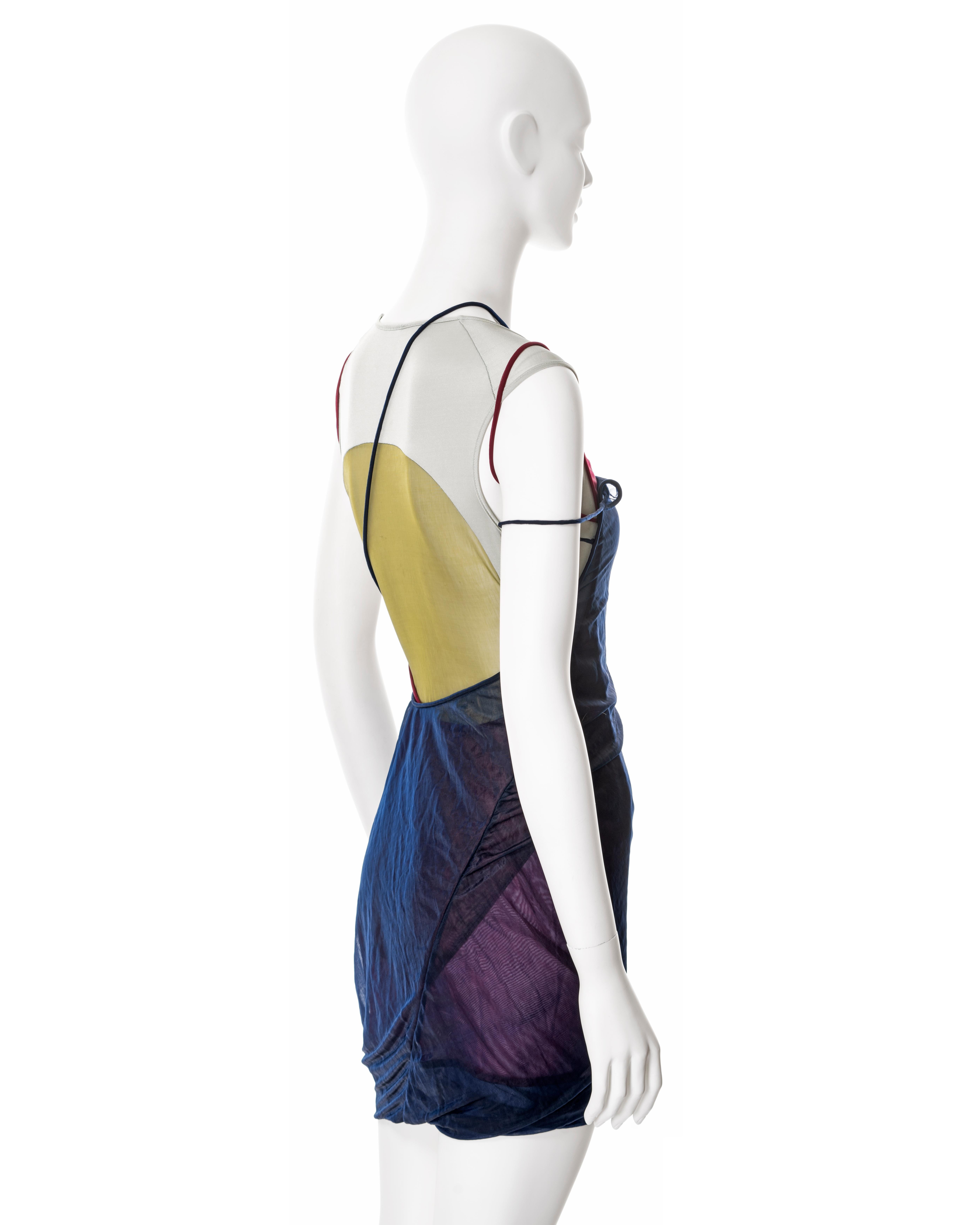 John Galliano tri-colour multi-layered slip dress and bodysuit, ss 1991 For Sale 5