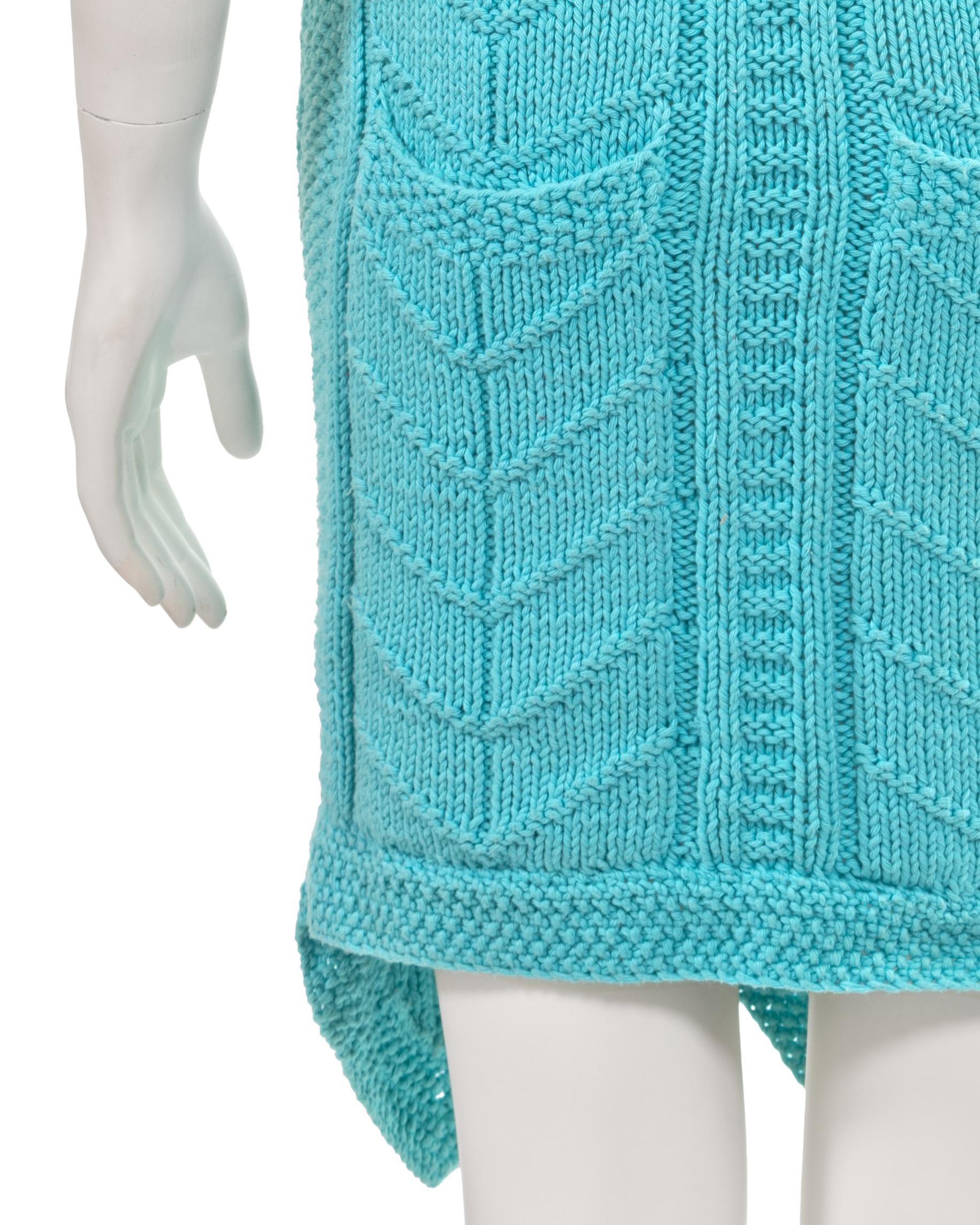 John Galliano turquoise knitted 'The Ludic Game' wine cork dress, fw 1985 For Sale 9