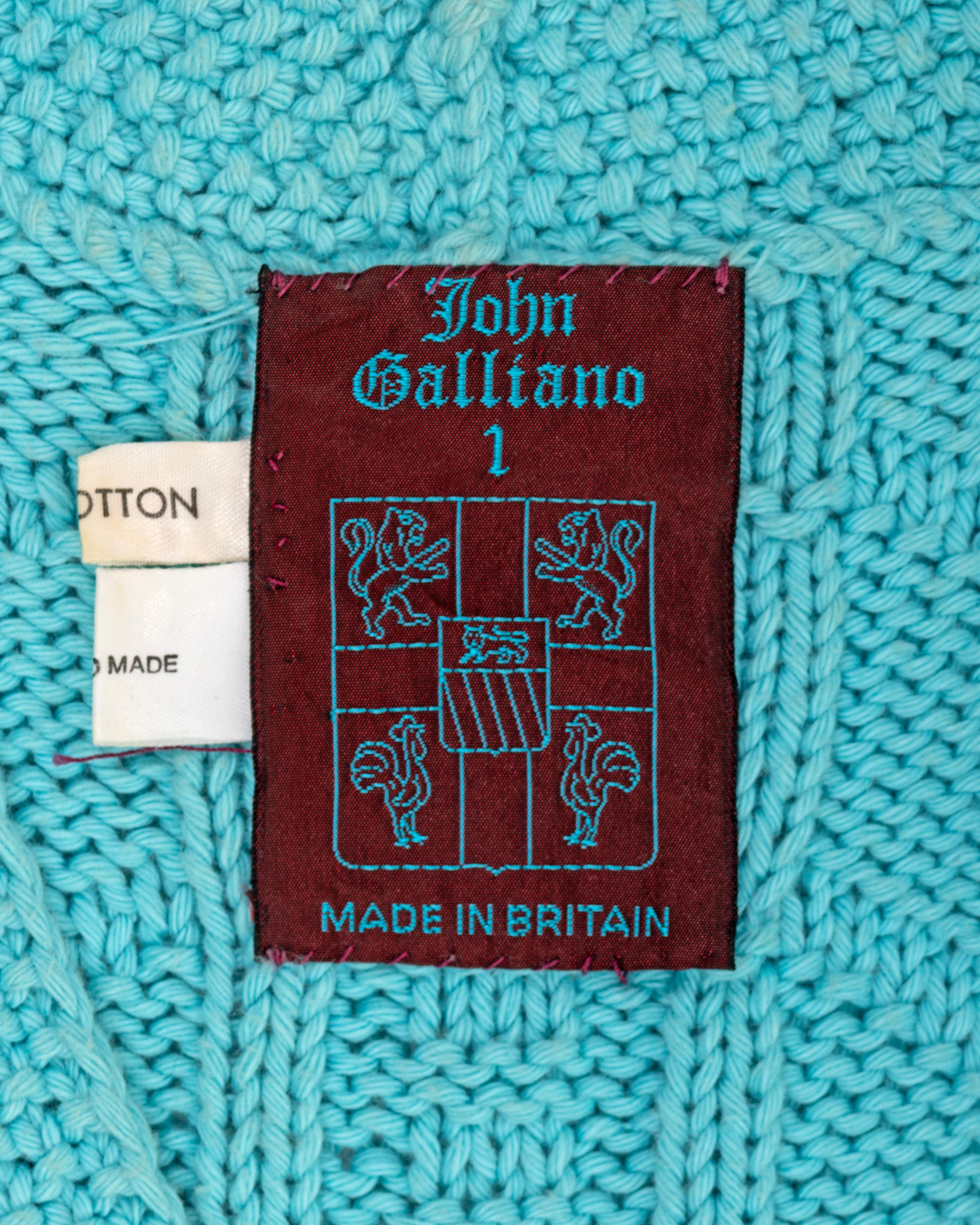 John Galliano - Robe en maille turquoise « The Ludic Game » pour le vin, automne-hiver 1985 en vente 11