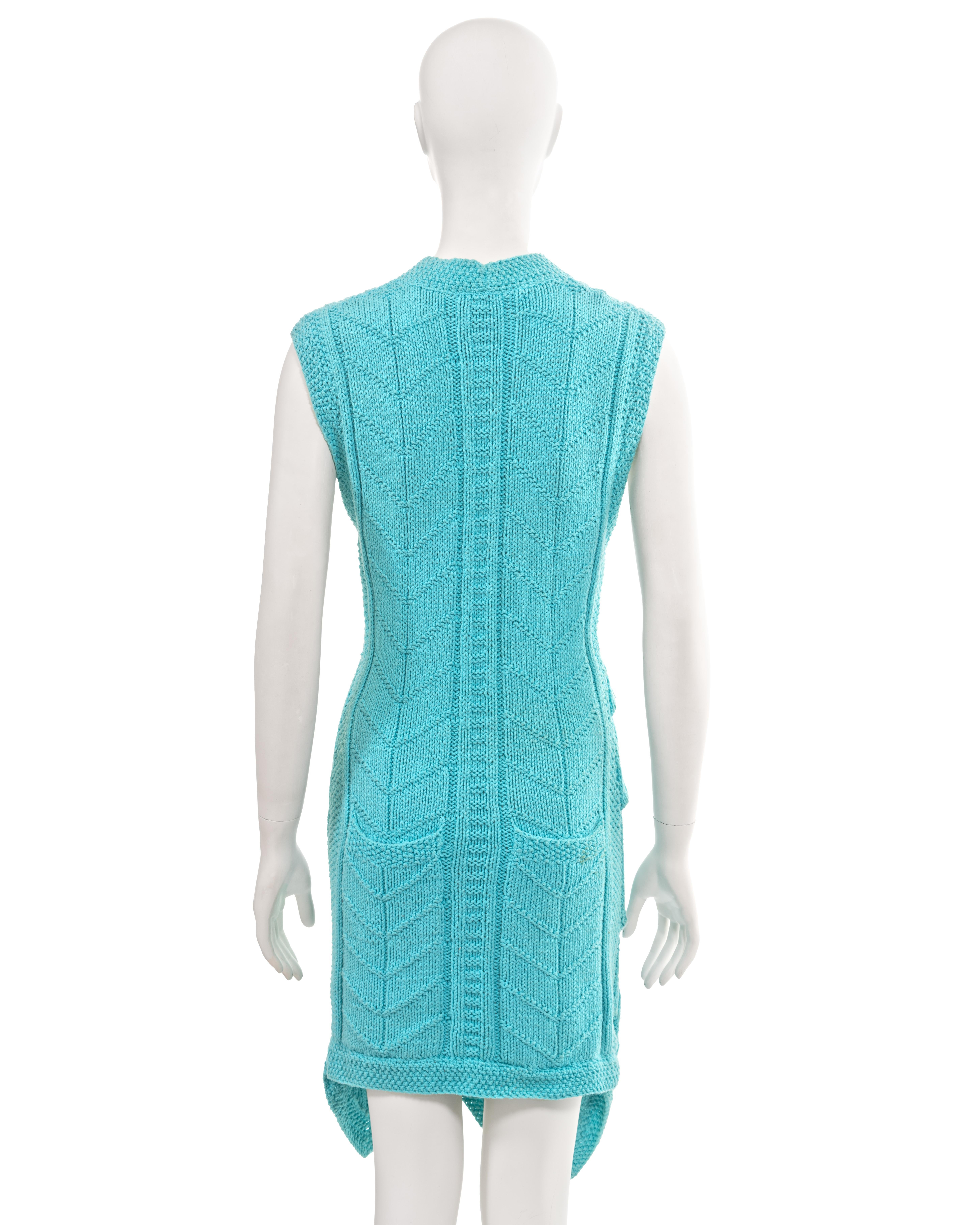 John Galliano turquoise knitted 'The Ludic Game' wine cork dress, fw 1985 For Sale 8