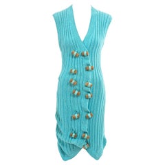 Türkisfarbenes gestricktes Weinkorkenkleid „The Ludic Game“ von John Galliano, H/W 1985