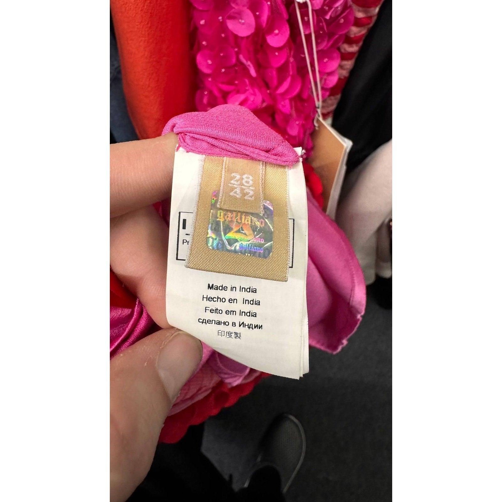 John Galliano Zweifarbiges Rosa Slip Dress - Größe M (IT42) Damen im Angebot