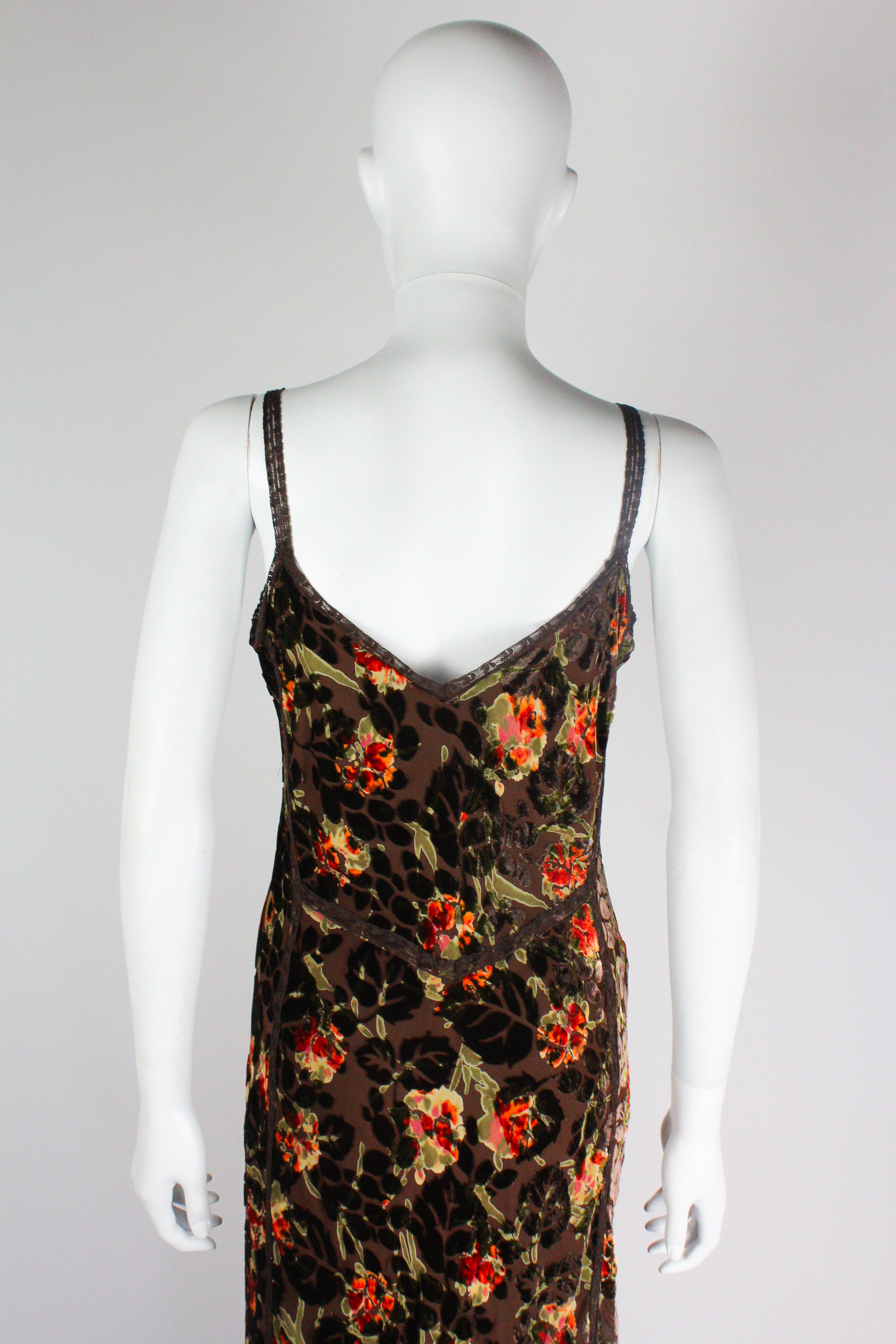 John Galliano Velvet Devore Floral Dress F/W 2005 5
