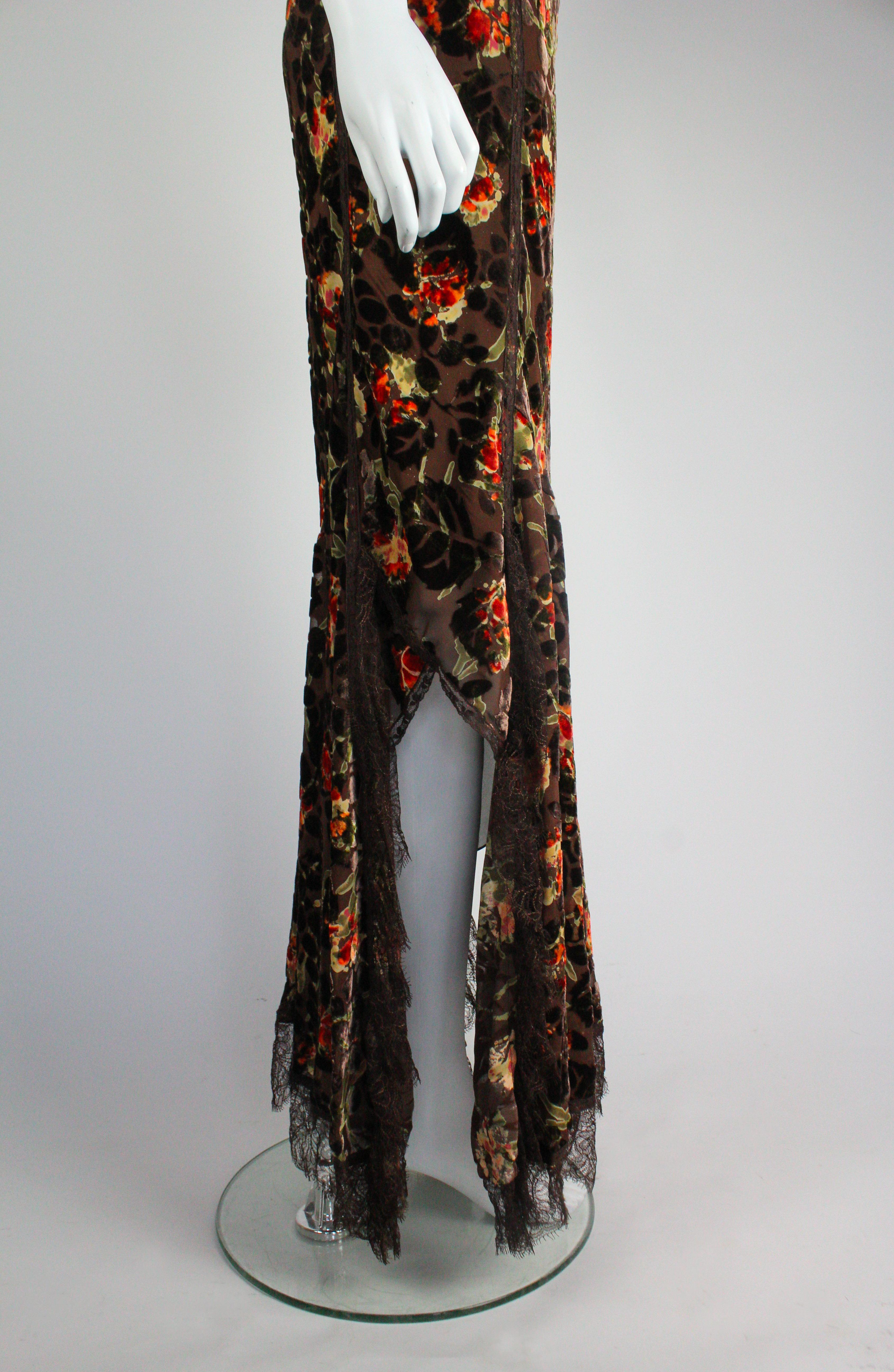 John Galliano Velvet Devore Floral Dress F/W 2005 7