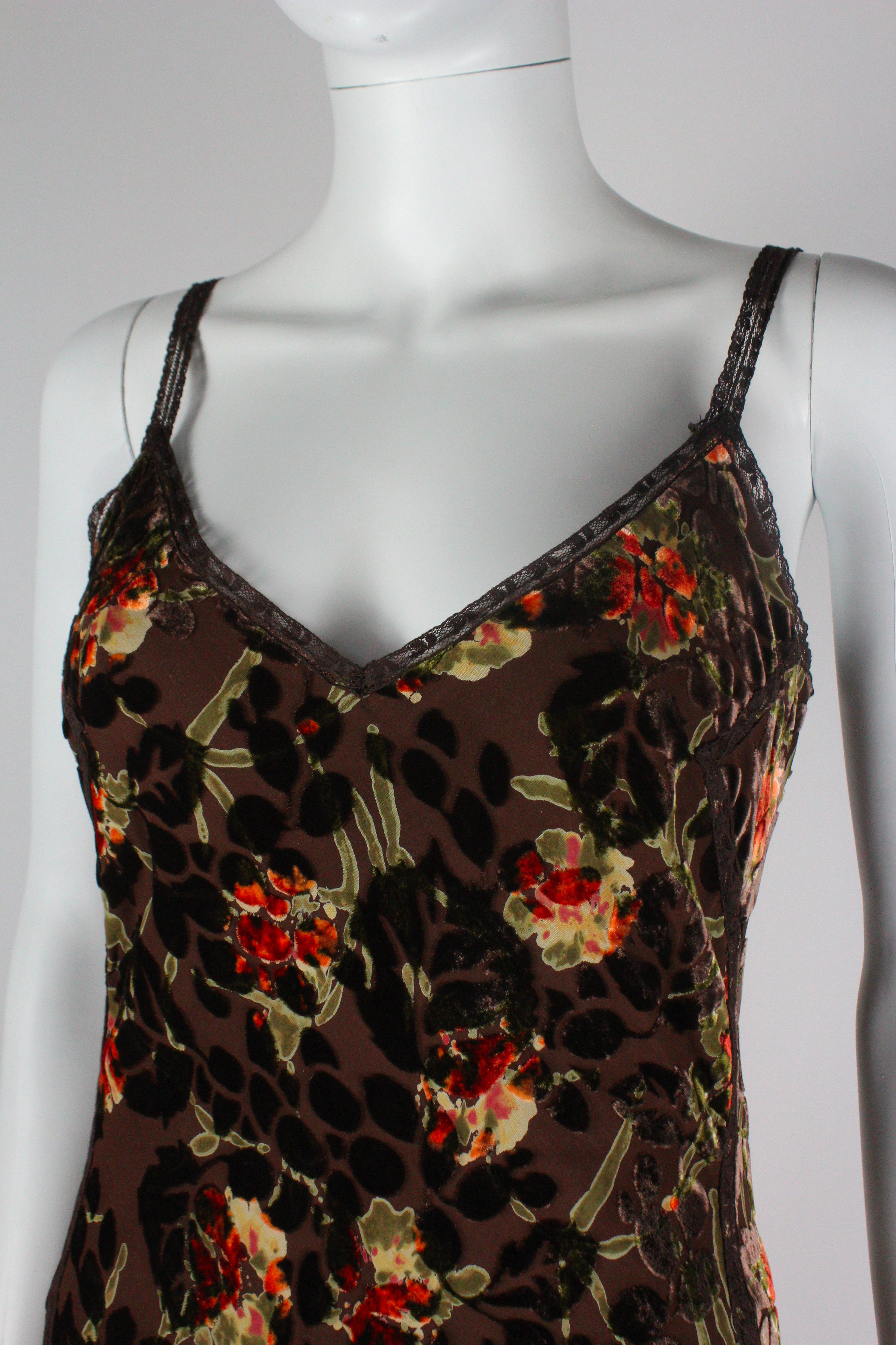Black John Galliano Velvet Devore Floral Dress F/W 2005