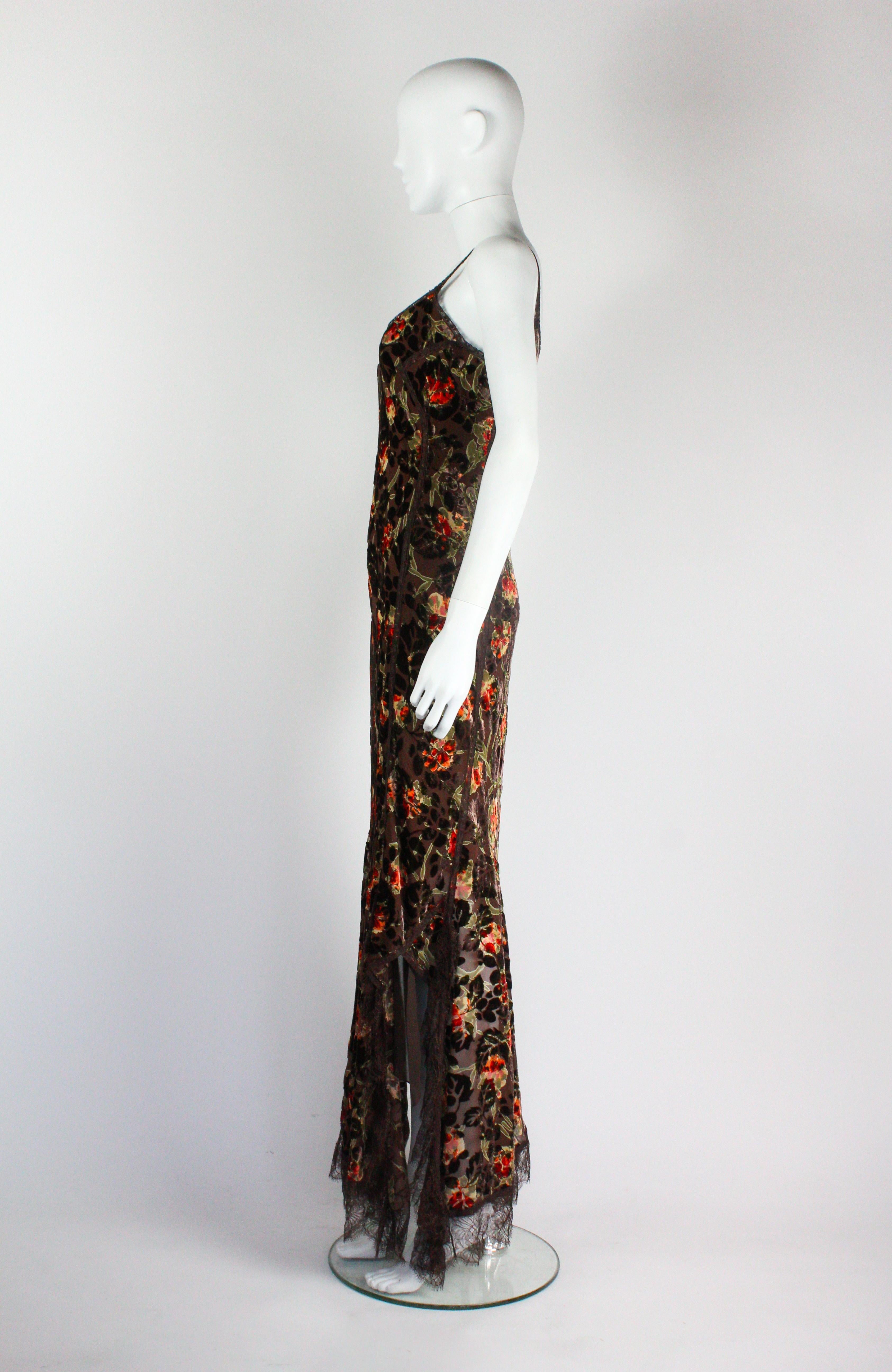 John Galliano Velvet Devore Floral Dress F/W 2005 2