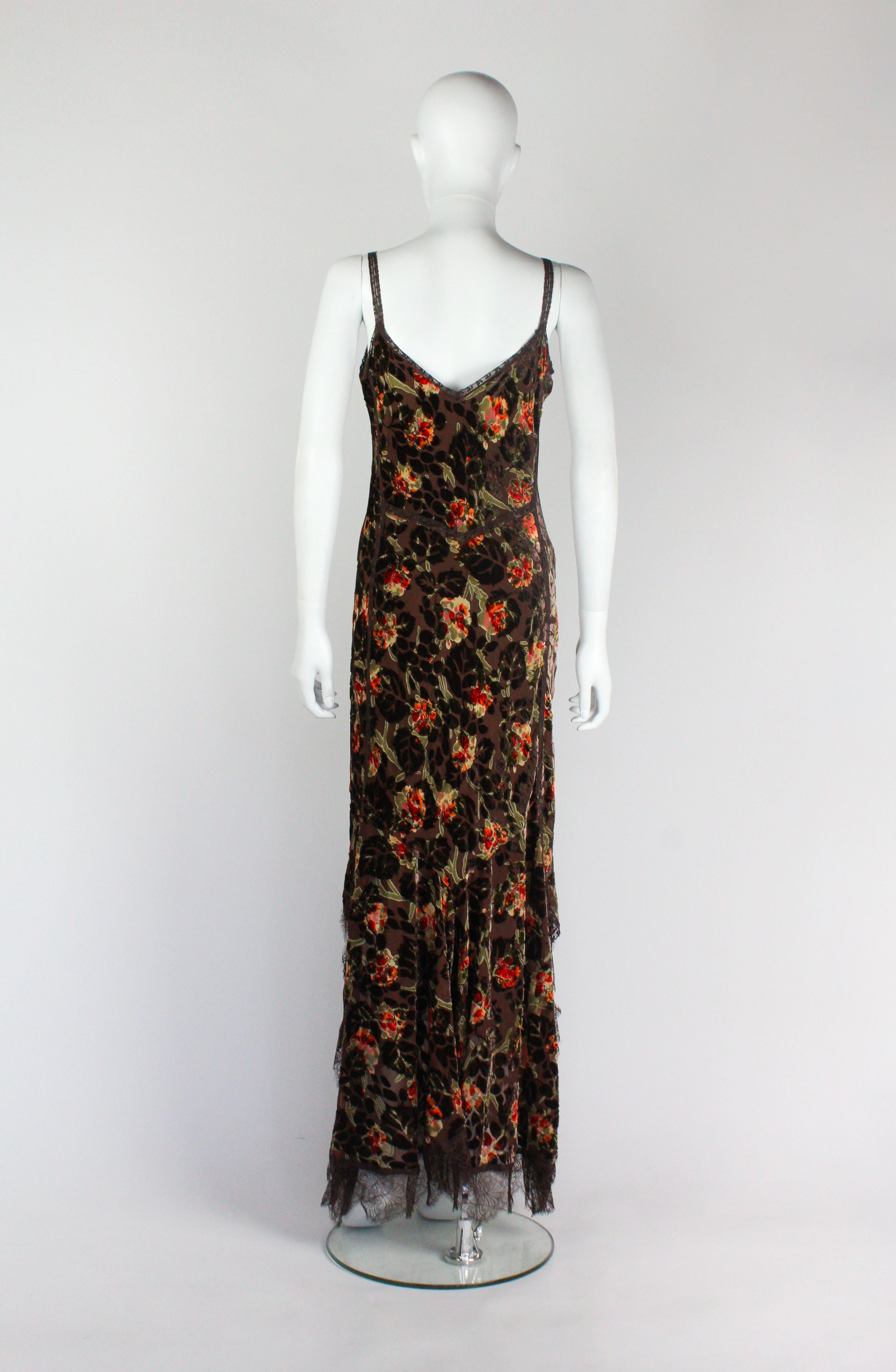 John Galliano Velvet Devore Floral Dress F/W 2005 3