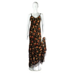 John Galliano Velvet Devore Floral Dress F/W 2005
