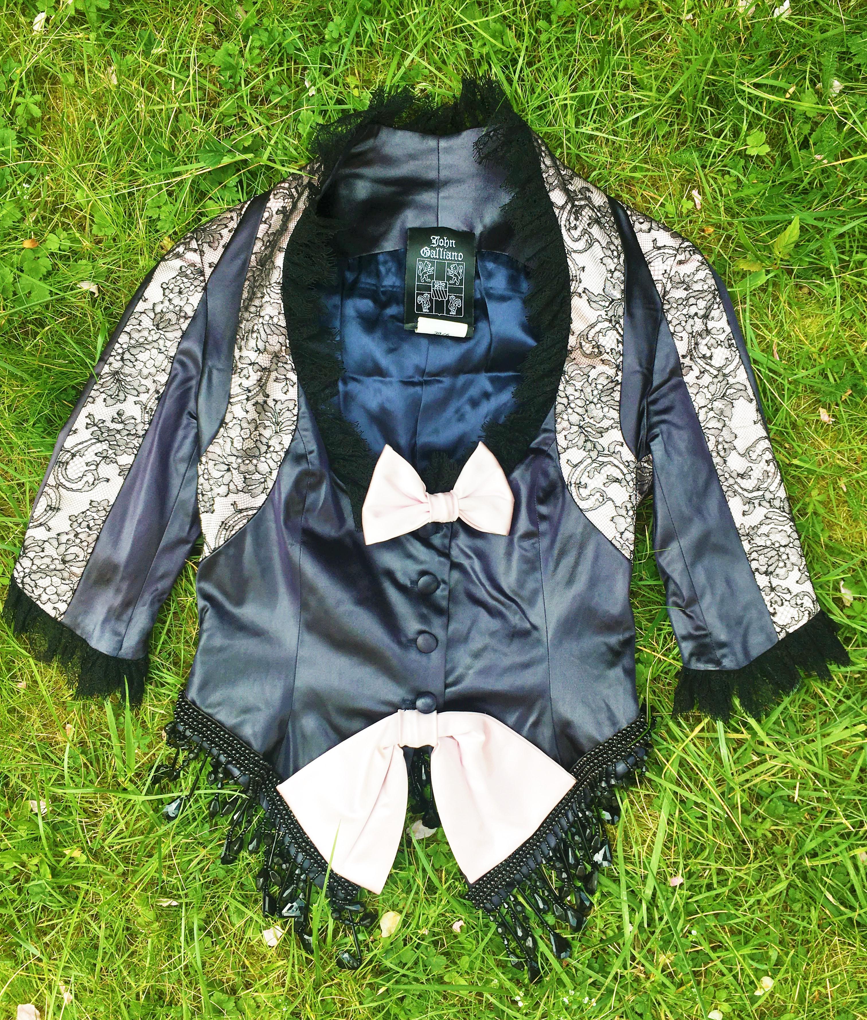 John Galliano Victorian 1994 SS Runway Velvet Lace Blazer Corset Jacket  For Sale 6