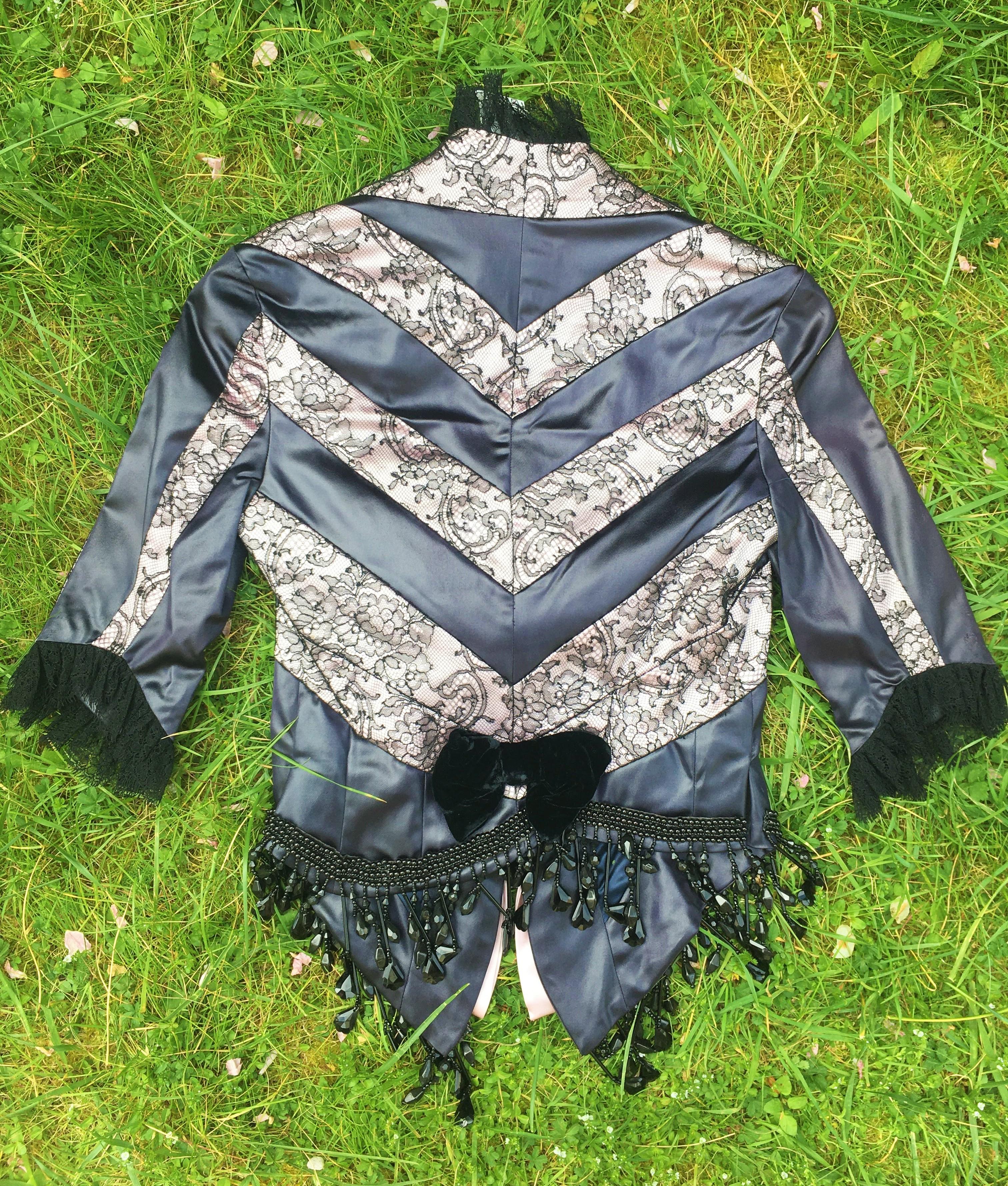 John Galliano Victorian 1994 SS Runway Velvet Lace Blazer Corset Jacket  For Sale 10
