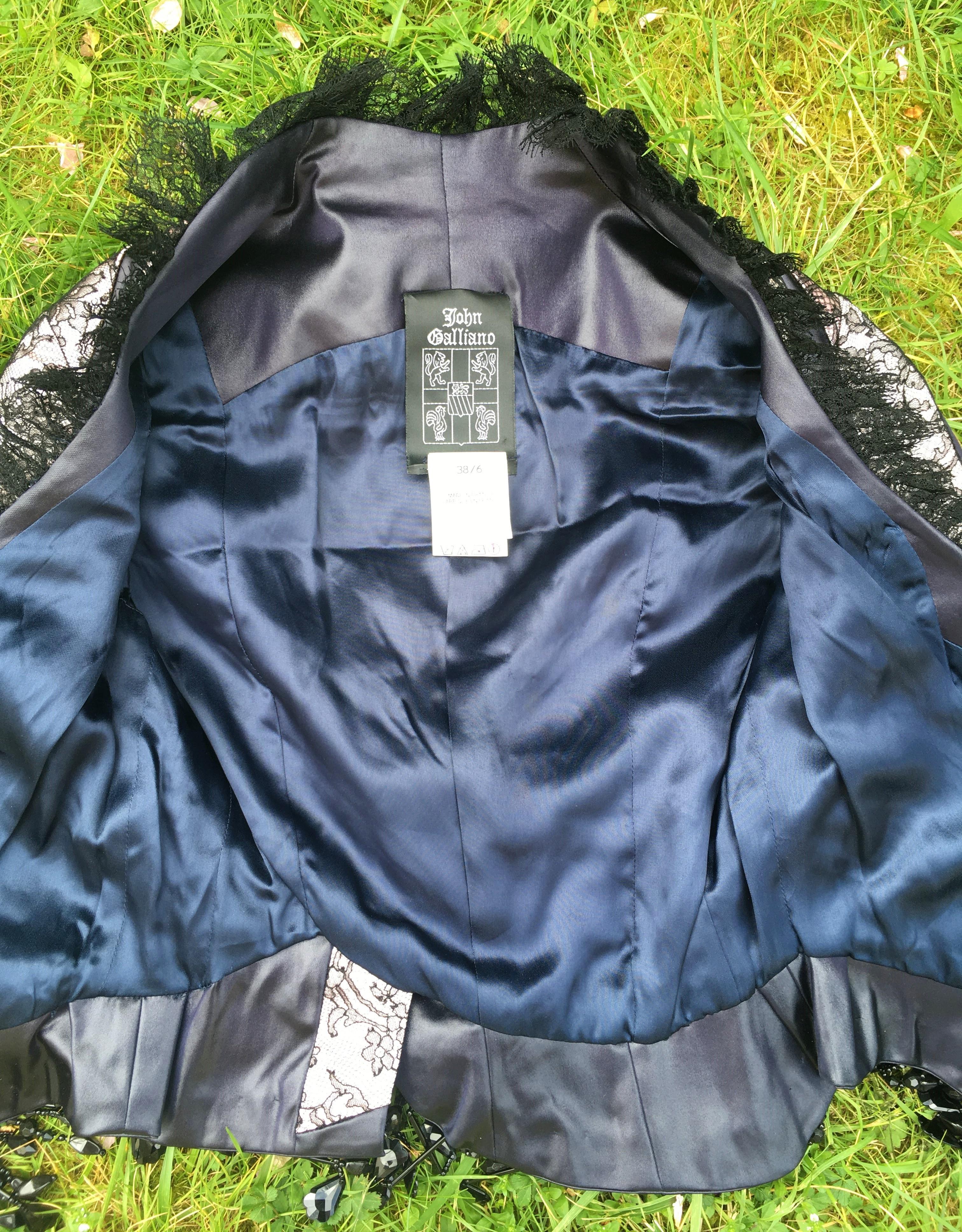 John Galliano Victorian 1994 SS Runway Velvet Lace Blazer Corset Jacket  For Sale 4