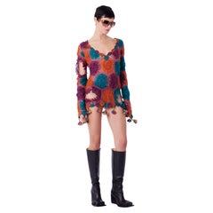 John Galliano Vintage 00's Mohair Wolle Multicolour V-Neck Tassel Pullover