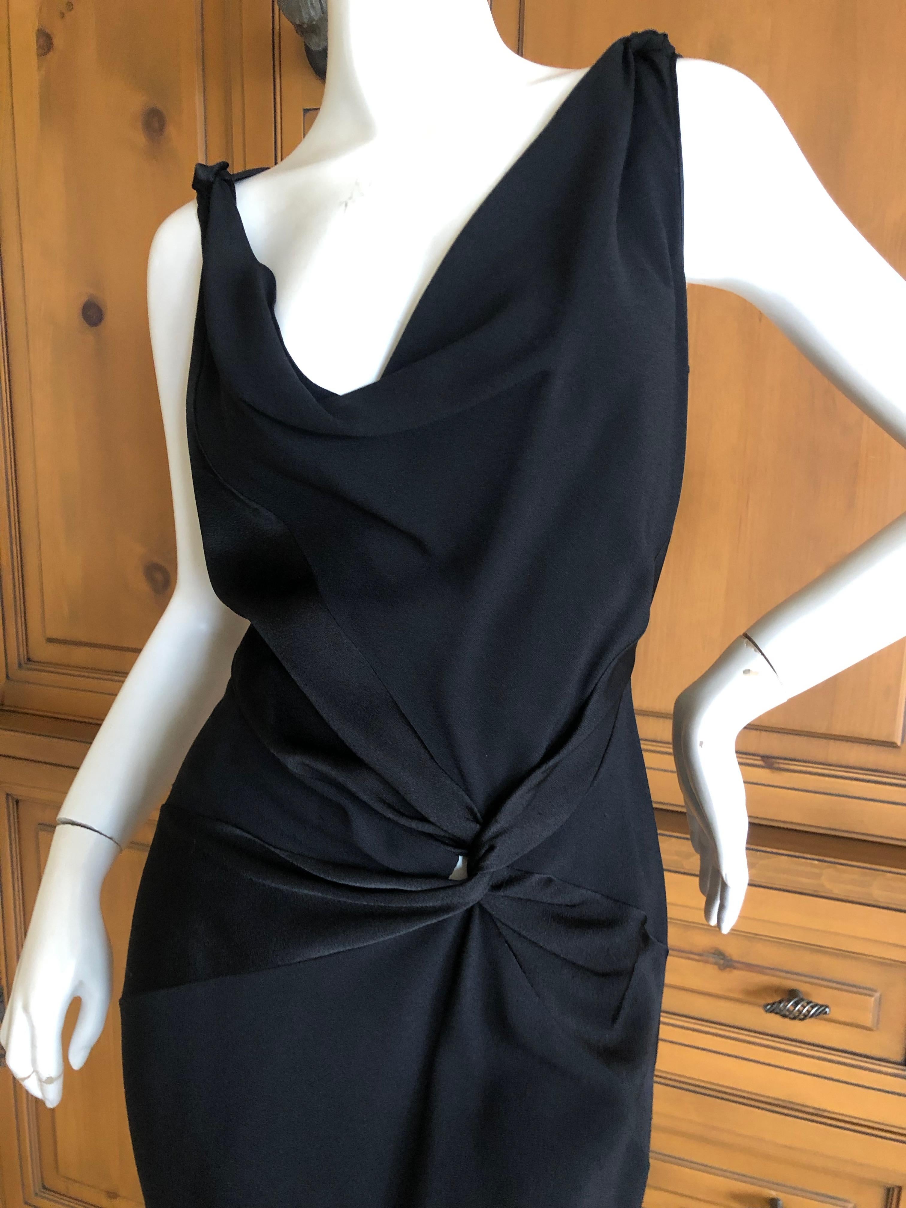 Women's John Galliano Vintage 1990's Low Cut Black Shine and Matte Knot Dress For Sale