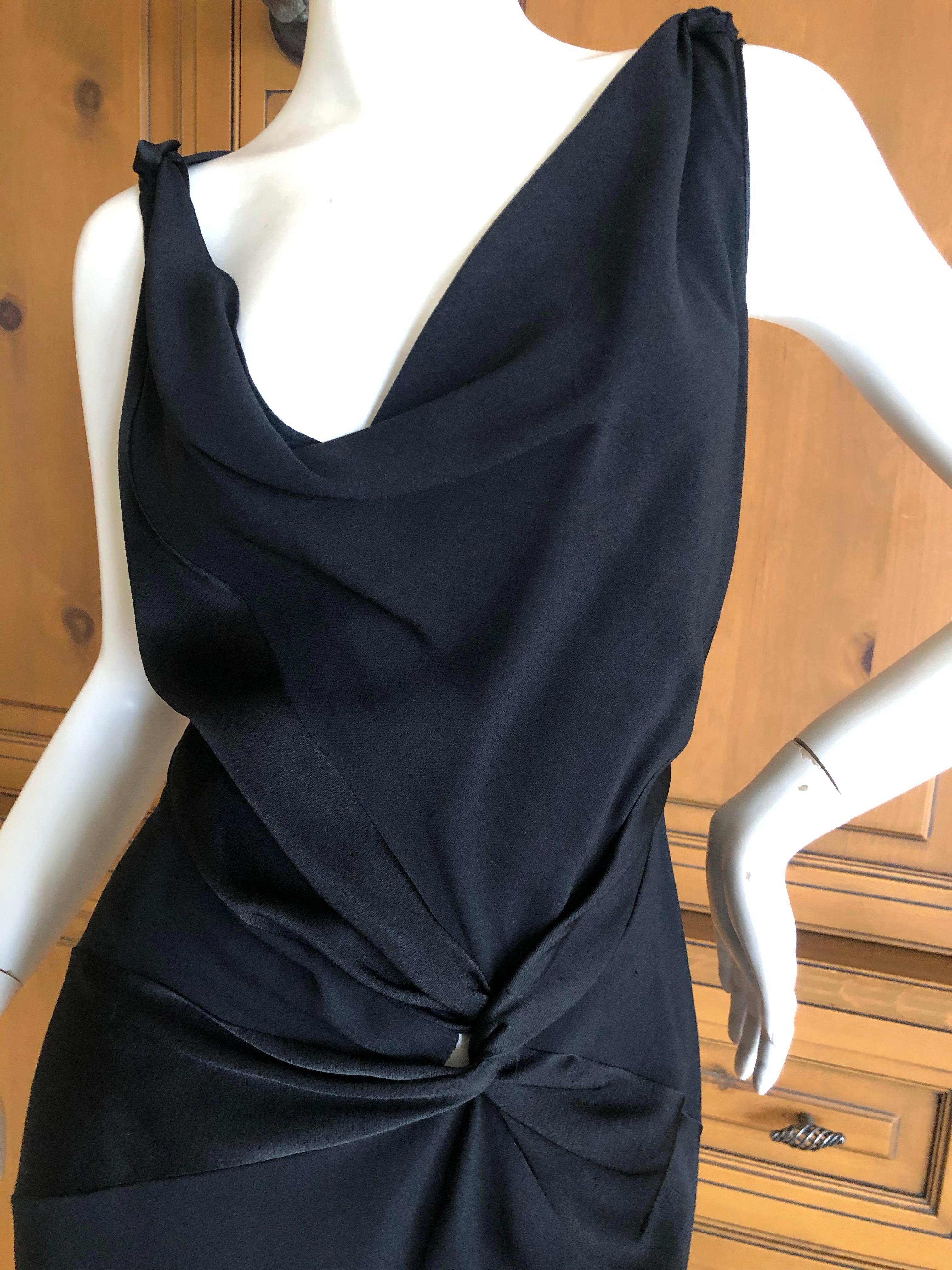 John Galliano Vintage 1990's Low Cut Black Shine and Matte Knot Dress For Sale 1