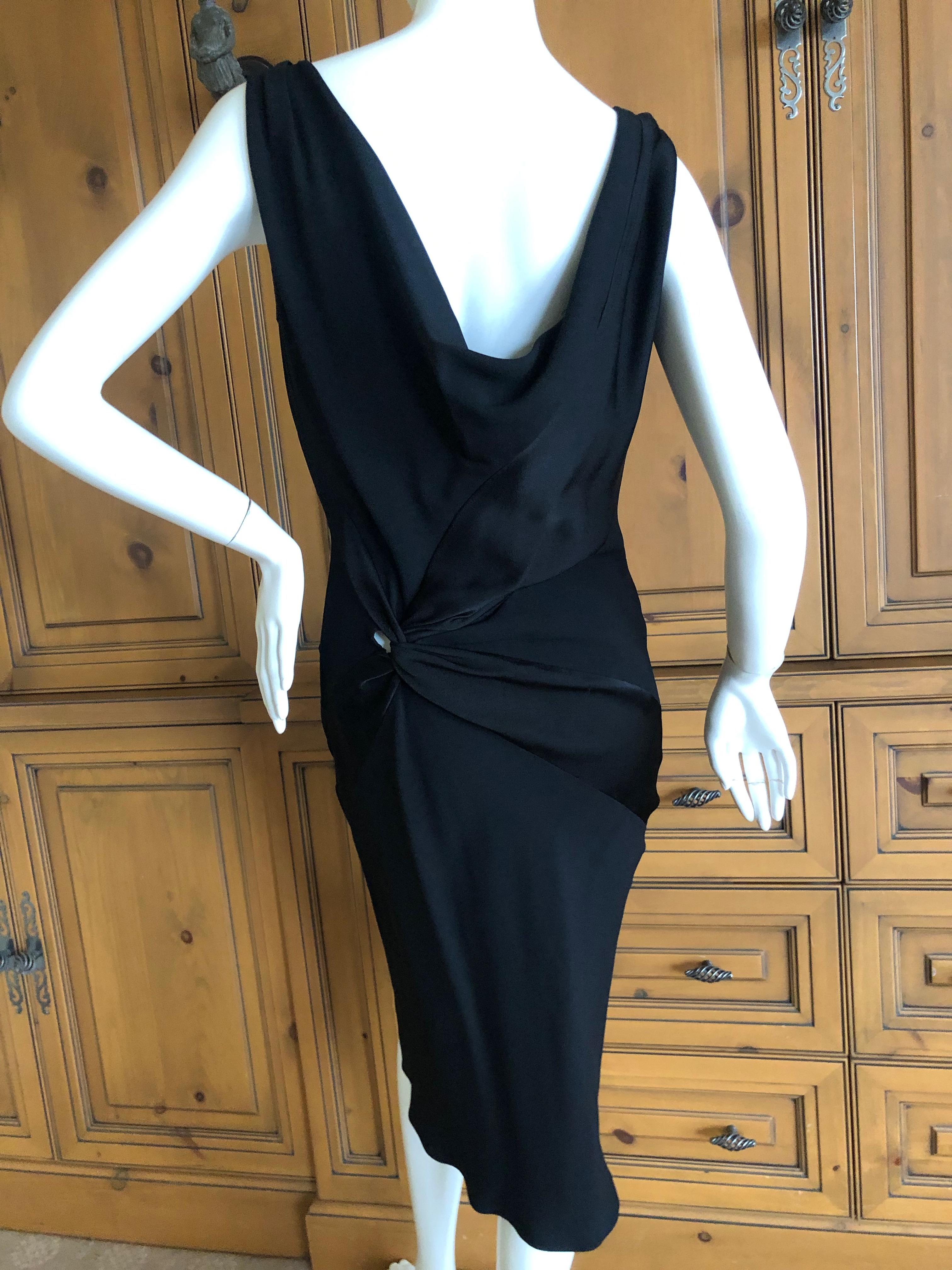 John Galliano Vintage 1990's Low Cut Black Shine and Matte Knot Dress For Sale 2