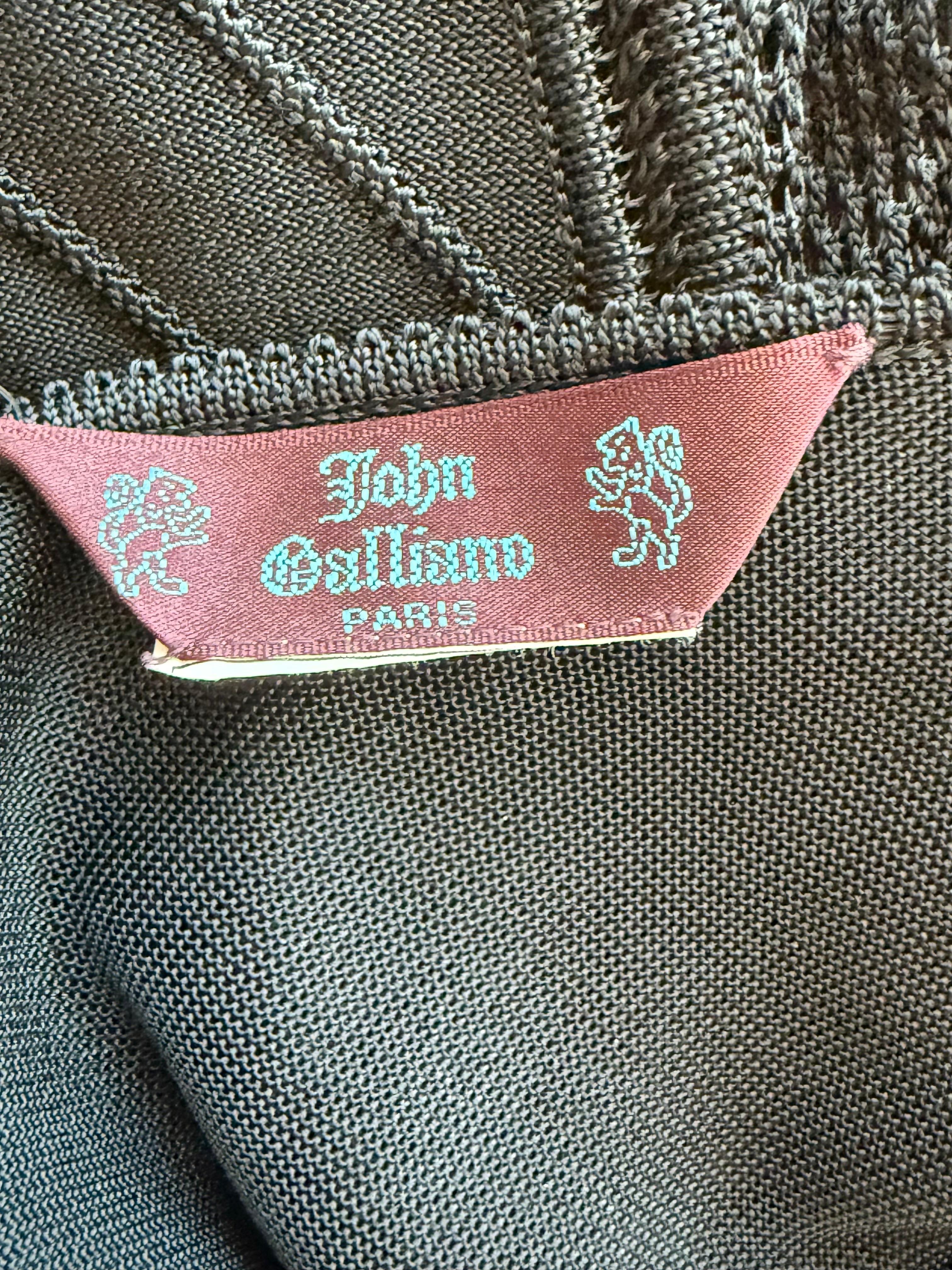 John Galliano Vintage 1990's Semi-Sheer Bondage Knit Mesh Bodycon Black Dress For Sale 12