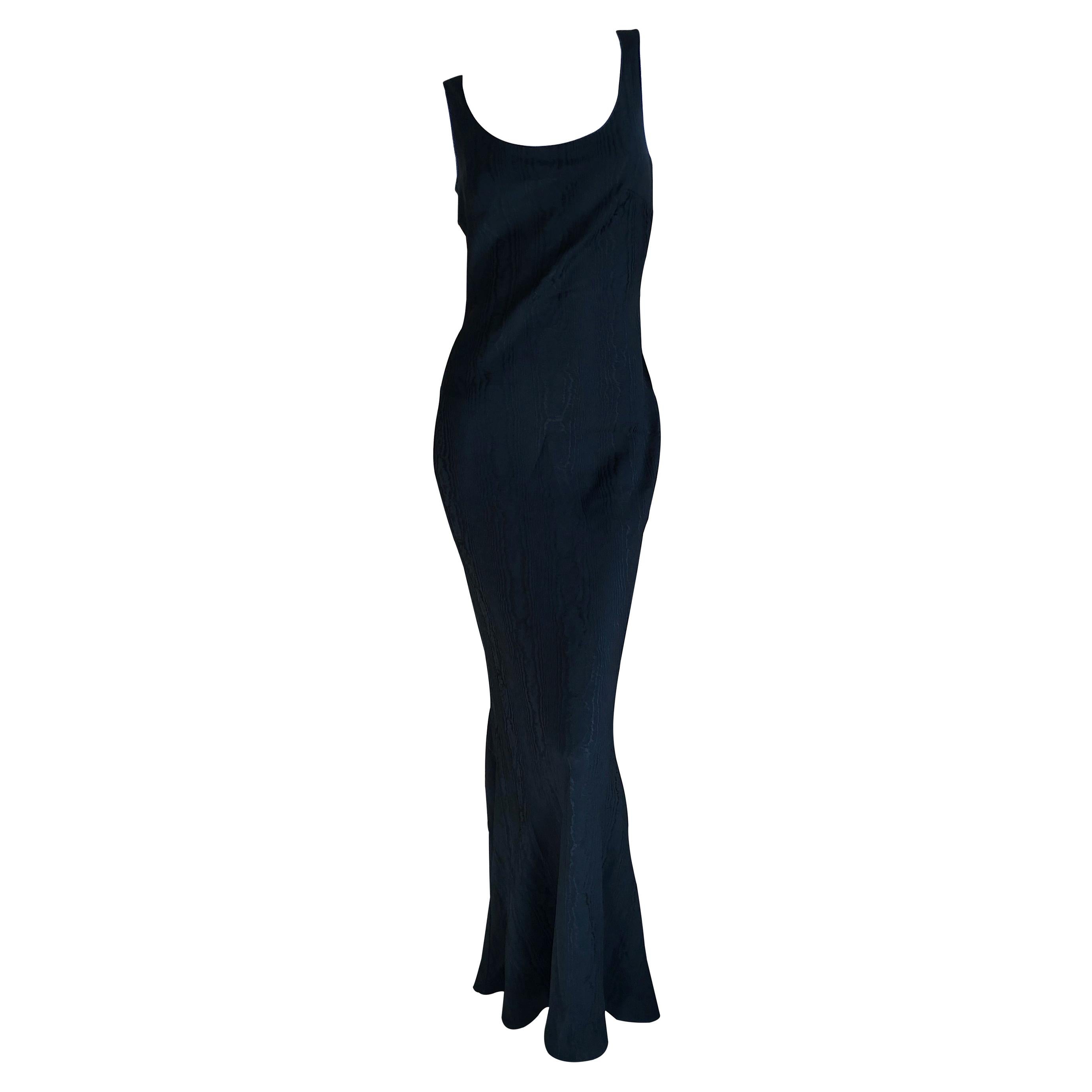 John Galliano Vintage 1999 Bias Cut Wood Grain Pattern Black Evening Dress For Sale