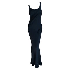 John Galliano Vintage 1999 Bias Cut Wood Grain Pattern Black Evening Dress