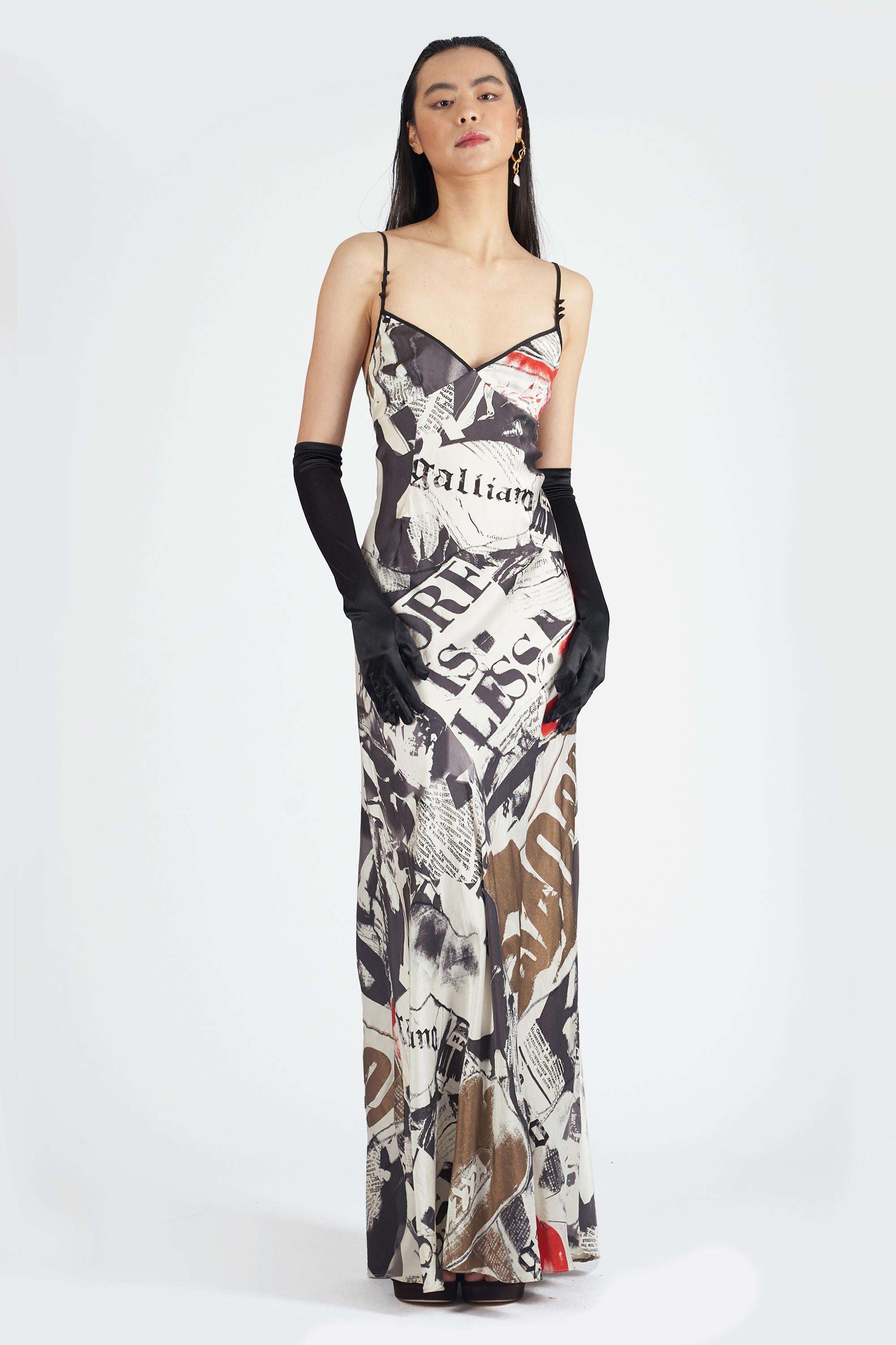 John Galliano Vintage 2000's Gazette Slip Dress Excellent état - En vente à London, GB