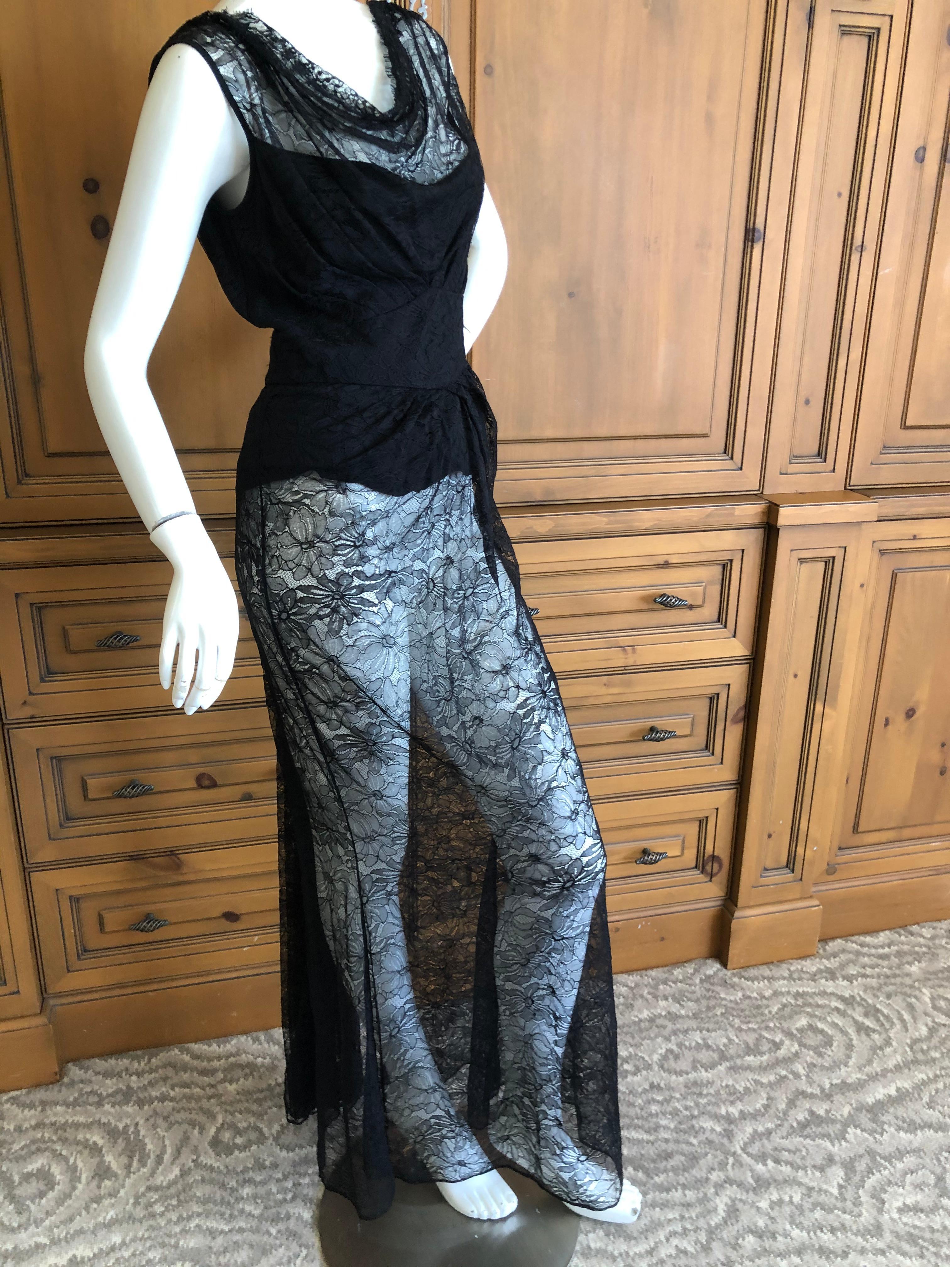 John Galliano Vintage 90's  Black Lace Sleeveless Evening Dress For Sale 8