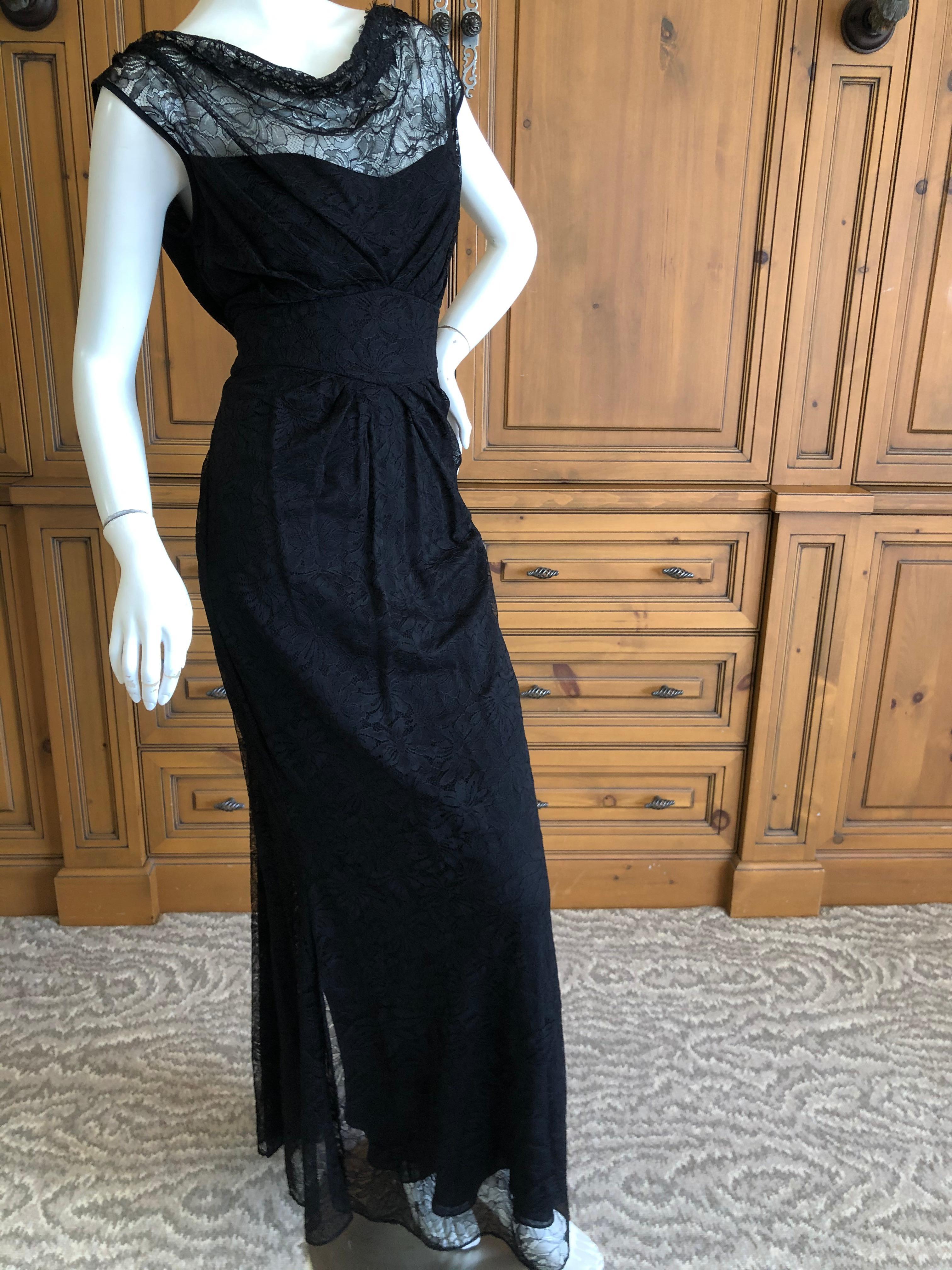 John Galliano Vintage 90's  Black Lace Sleeveless Evening Dress For Sale 3