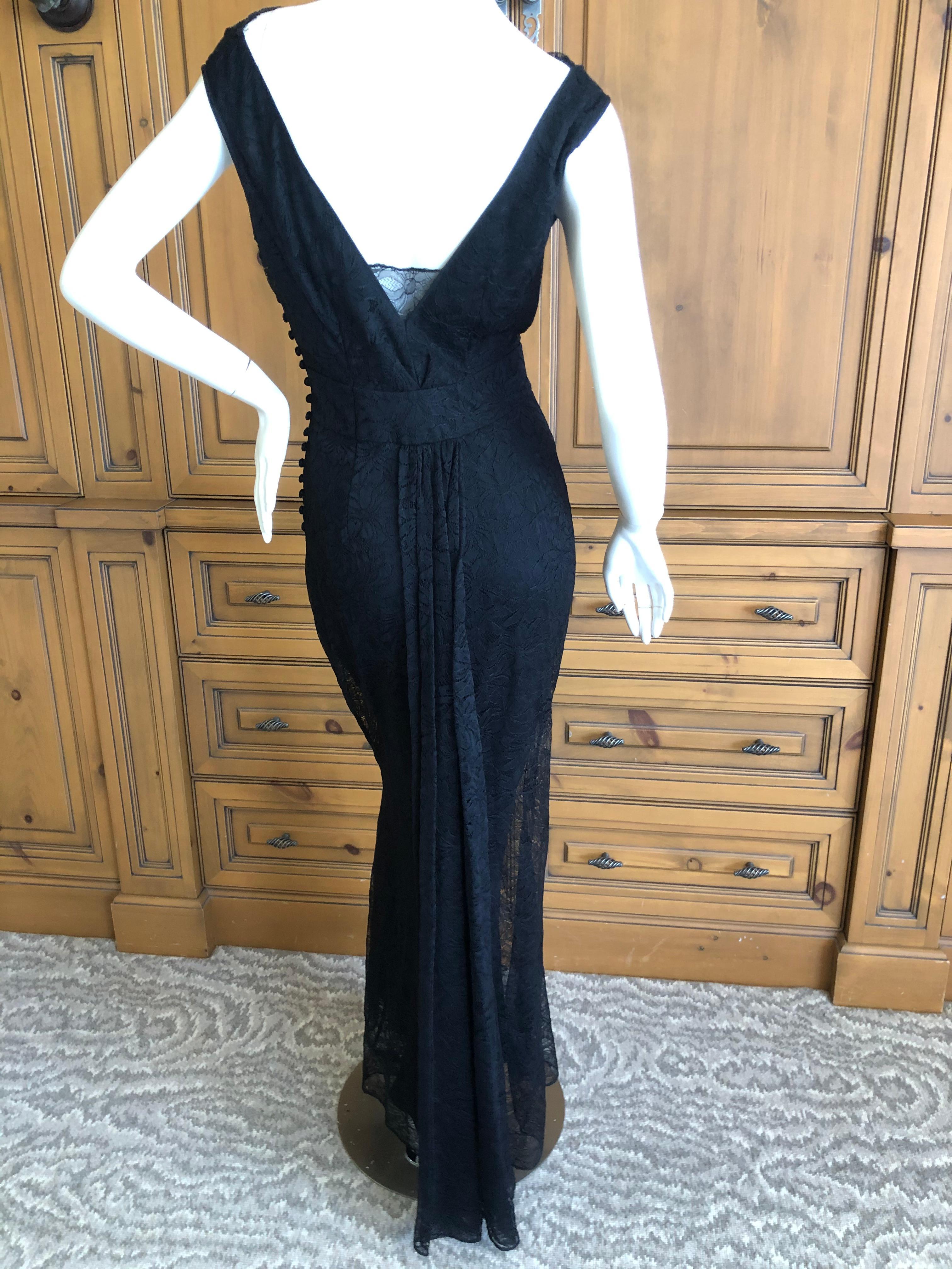John Galliano Vintage 90's  Black Lace Sleeveless Evening Dress For Sale 5