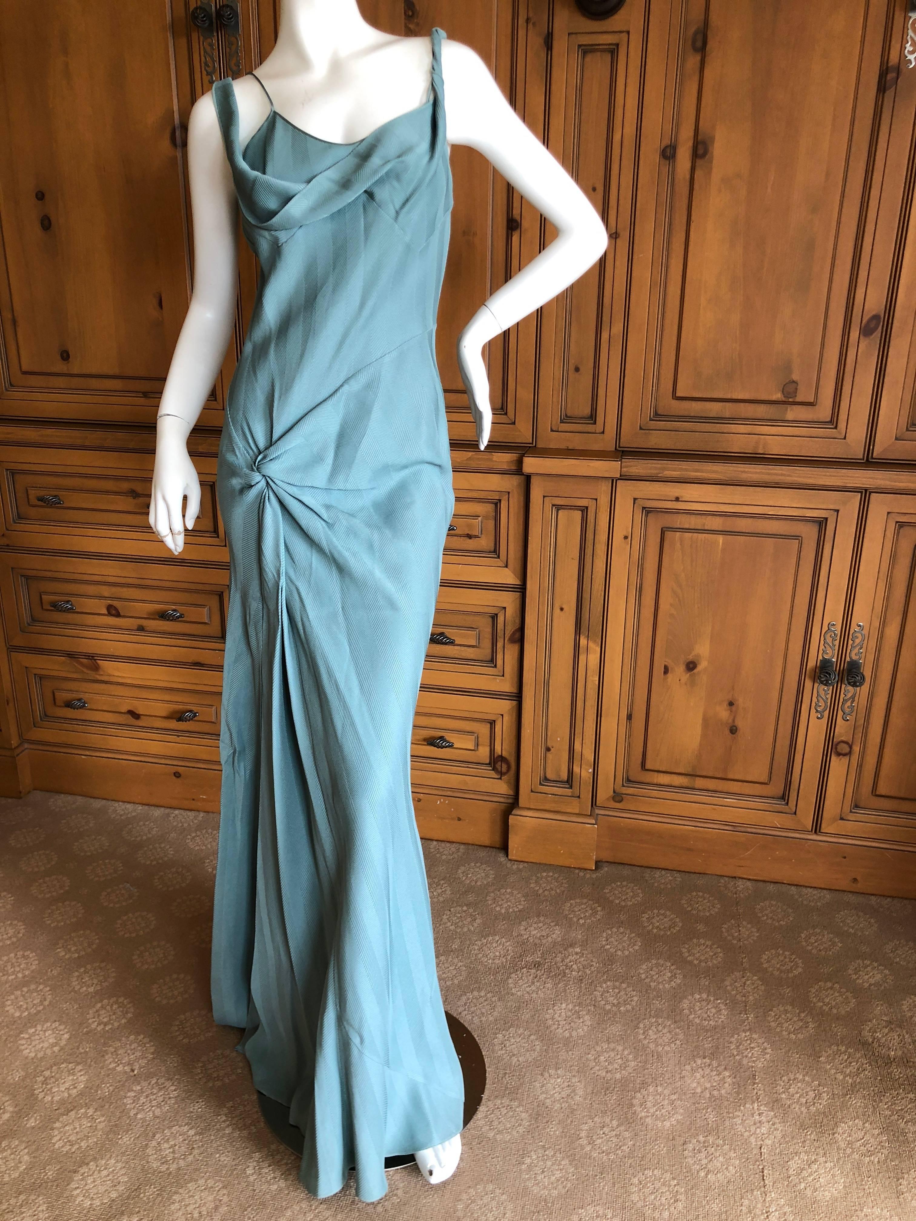 John Galliano Superb Nineties Blue Twill Bias Cut Evening Dress.
This is so beautiful, please see all the photos.
 Size 40 French
Bust 38